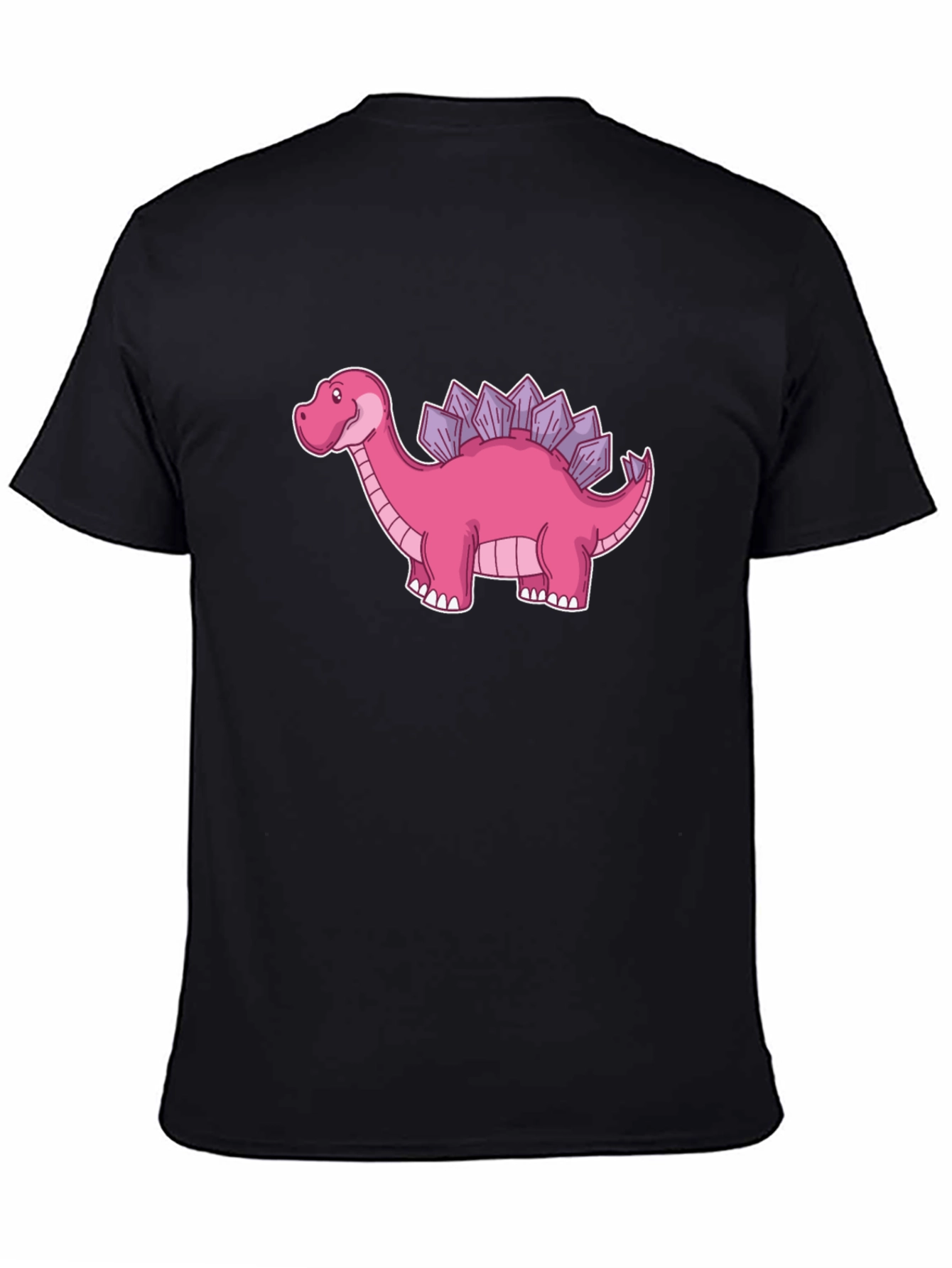 Black Dino T-Shirt - Pink Stegosaurus Graphic Tee view 4