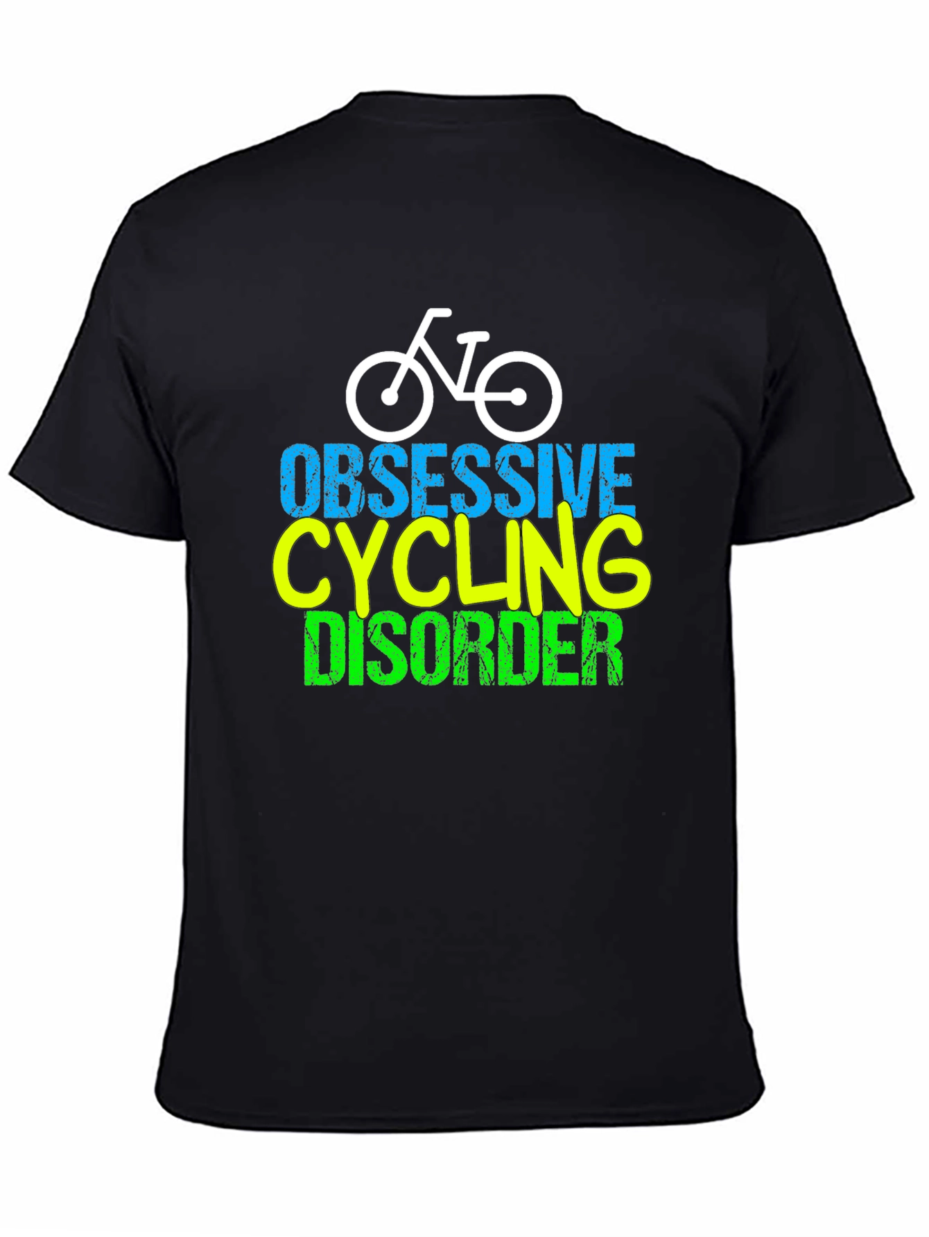 Black Obsessive Cycling Disorder Graphic T-Shirt view 4