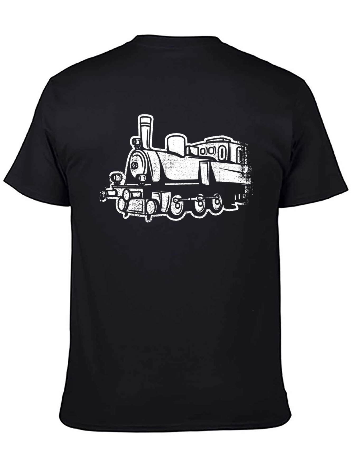 Black Vintage Train Graphic Tee - Black Cotton Blend view 4