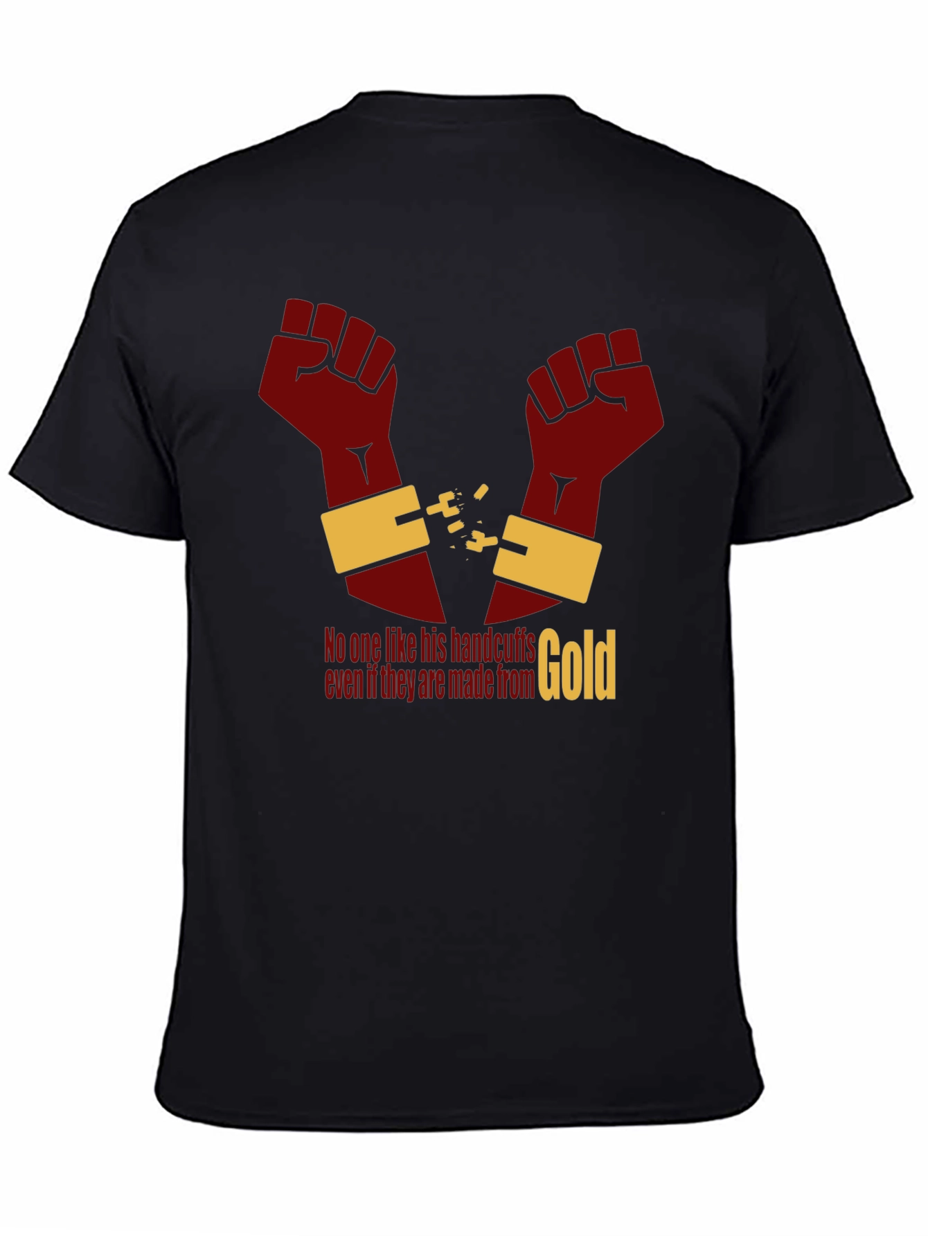 Black Freedom Gold Handcuff T-Shirt view 4
