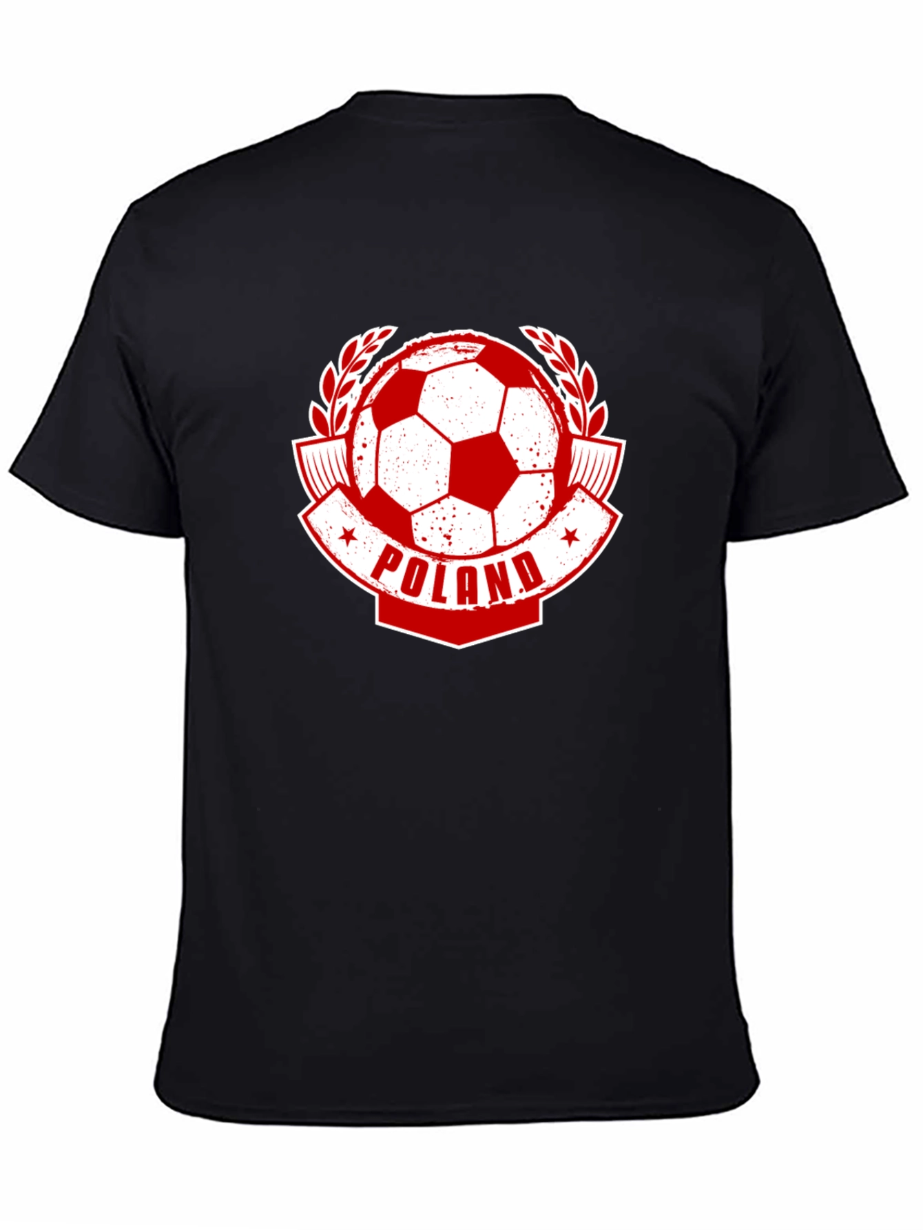 Black Poland Soccer T-Shirt - Red & White Football Fan Tee view 4