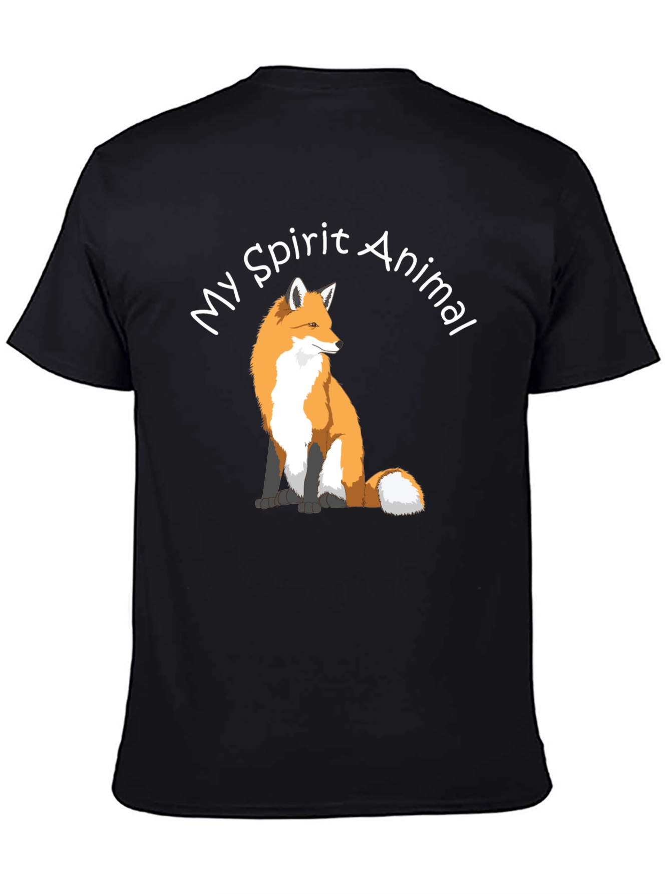 Black Fox Spirit Animal Graphic Tee - Black Cotton T-Shirt view 4