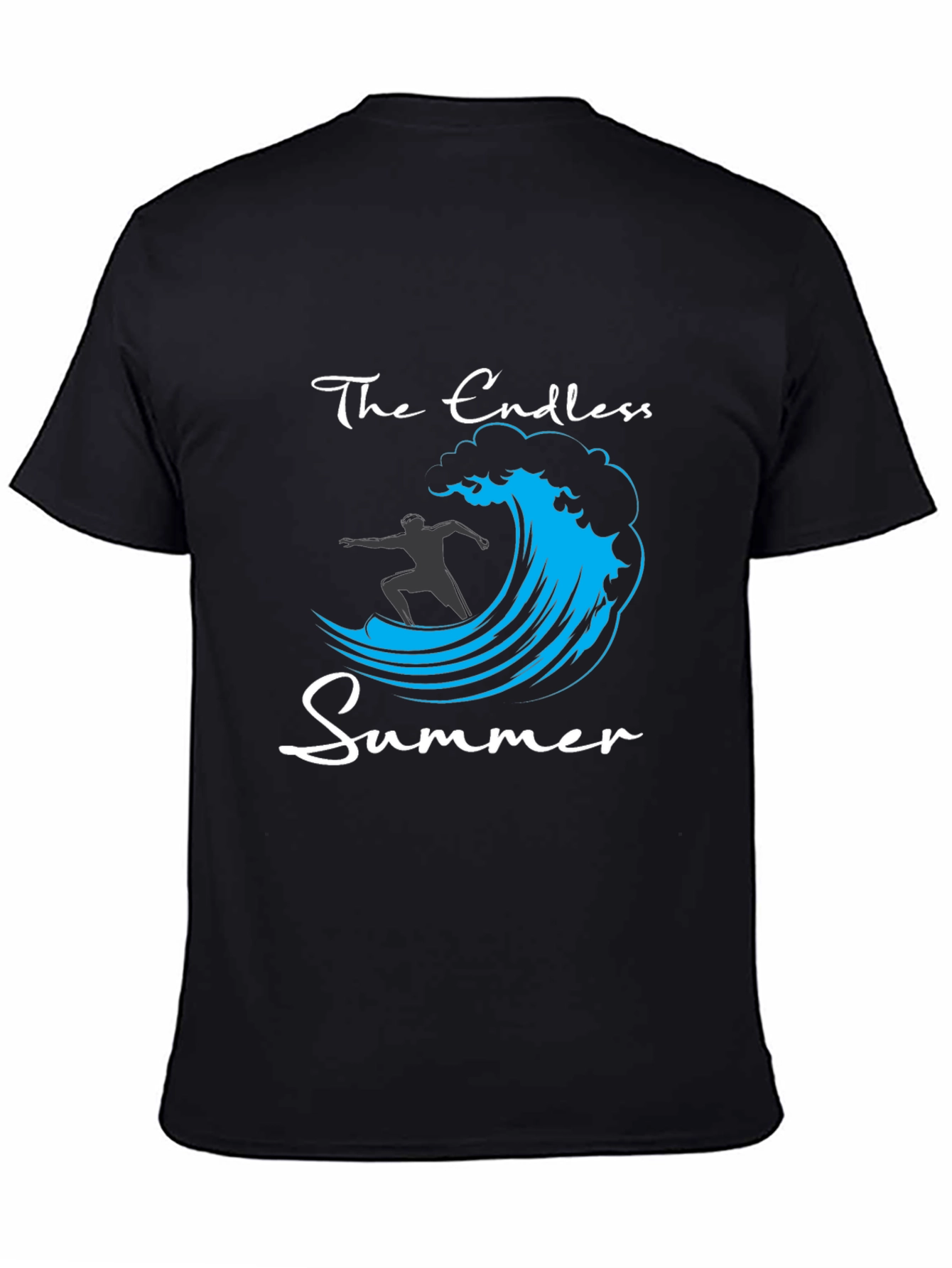 Black Endless Summer Graphic Tee - Surfer Wave T-Shirt view 4