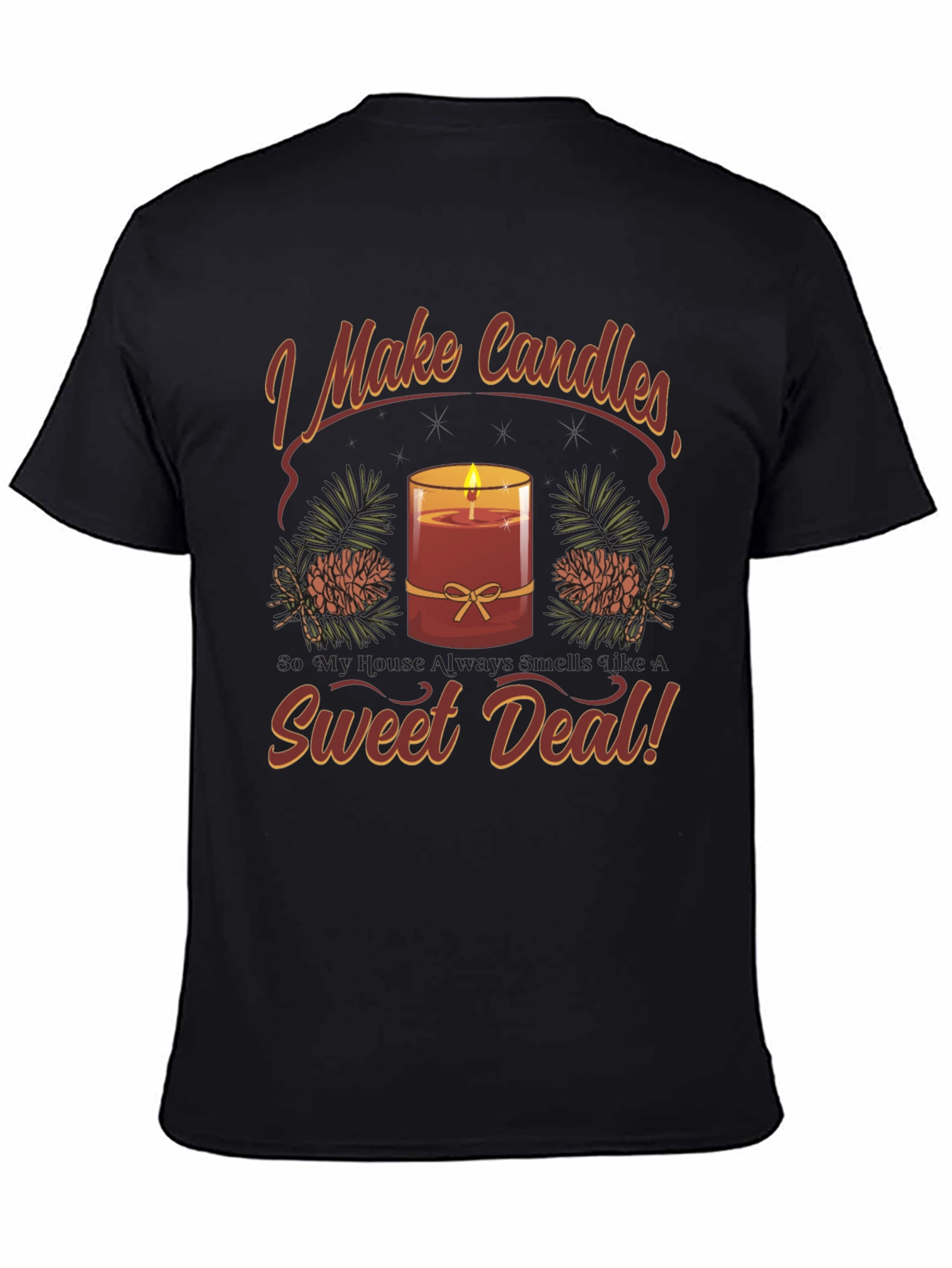 Black I Make Candles Graphic T-Shirt view 4