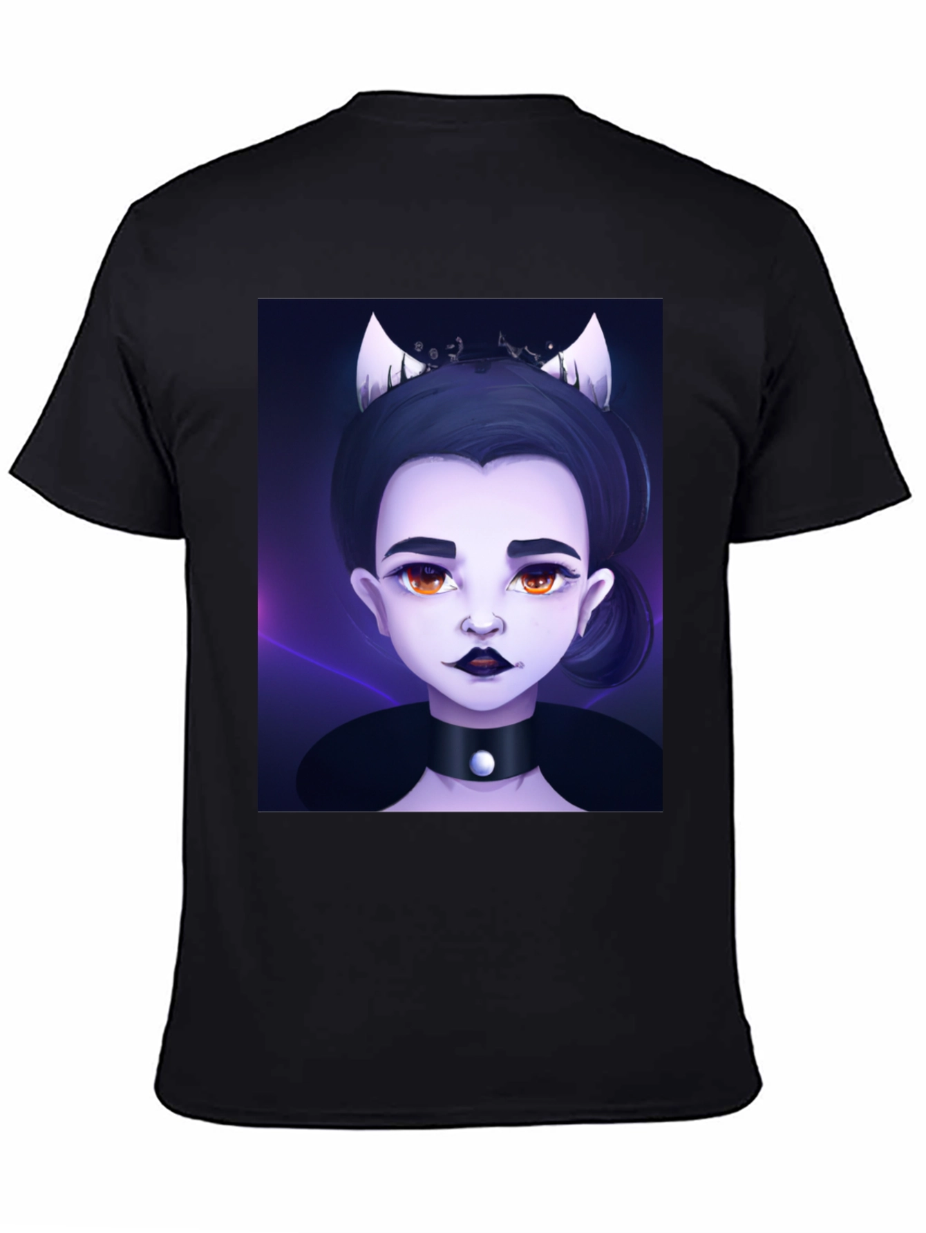 Black Gothic Cartoon Girl Black T-Shirt view 4