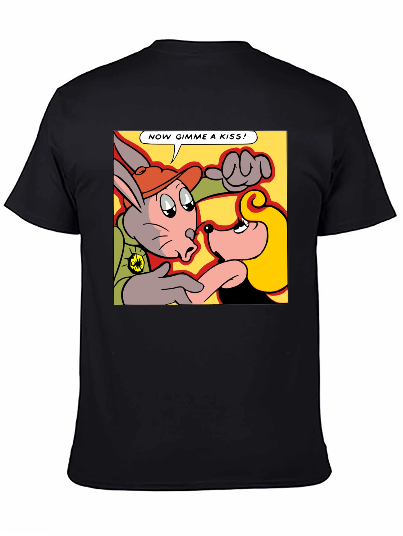 Black Cartoon Kiss T-Shirt - Now Gimme a Kiss! view 4