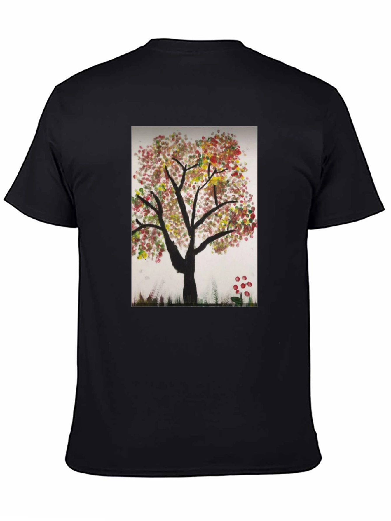 Black Artistic Autumn Tree Black T-Shirt view 4