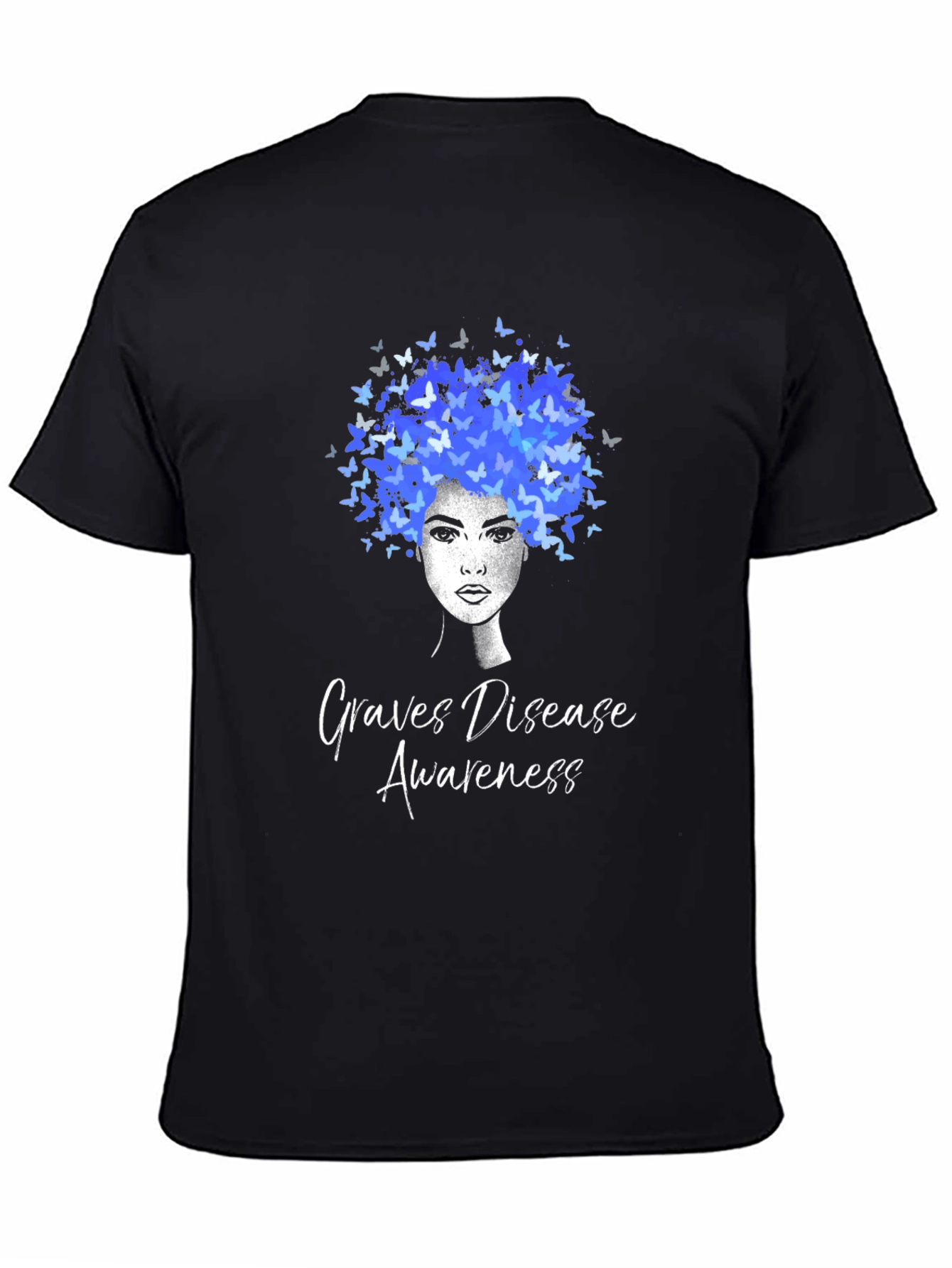 Black Graves Disease Awareness Butterfly Afro T-Shirt view 4