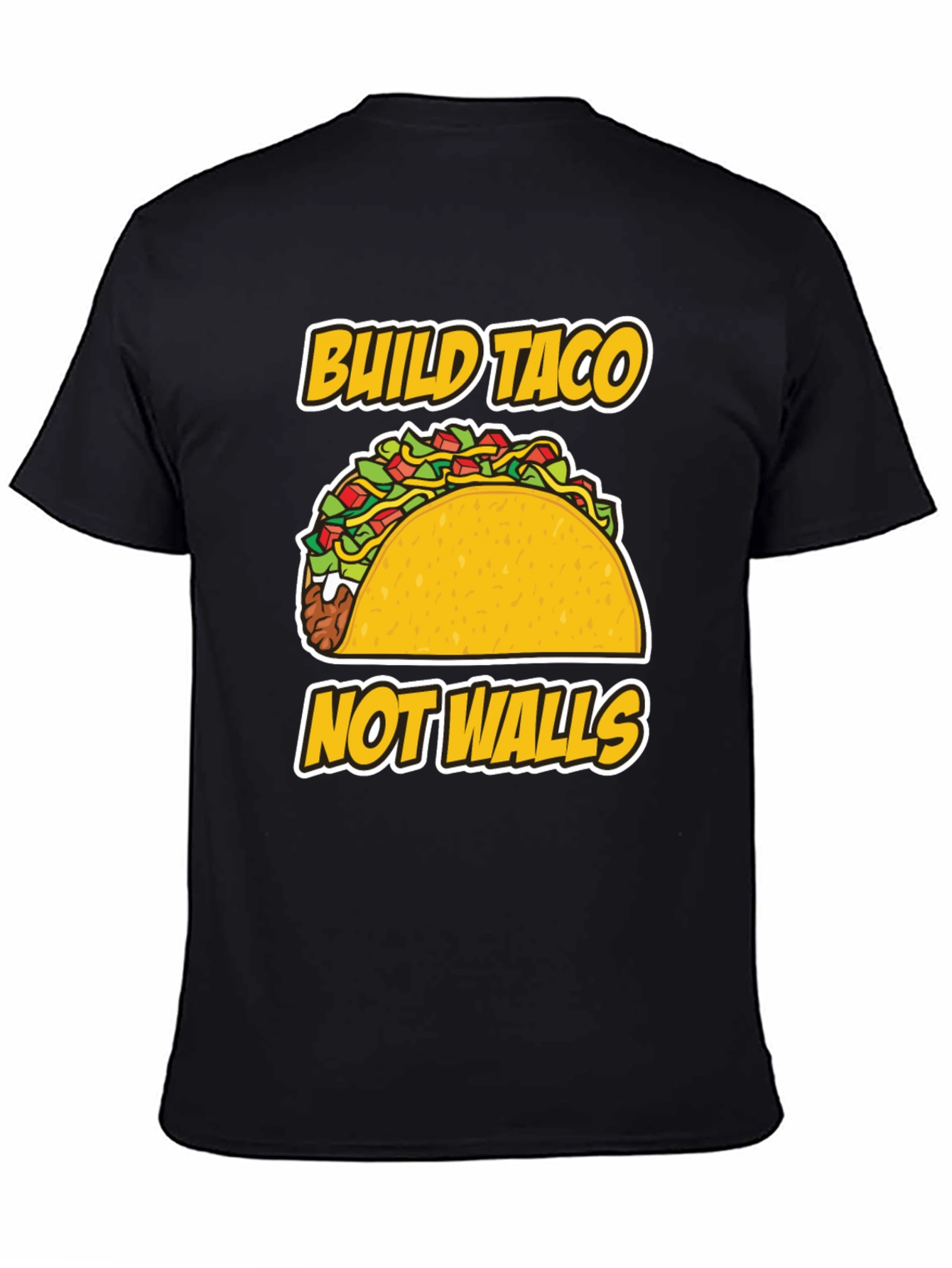 Black Build Taco Not Walls T-Shirt - Graphic Tee view 4