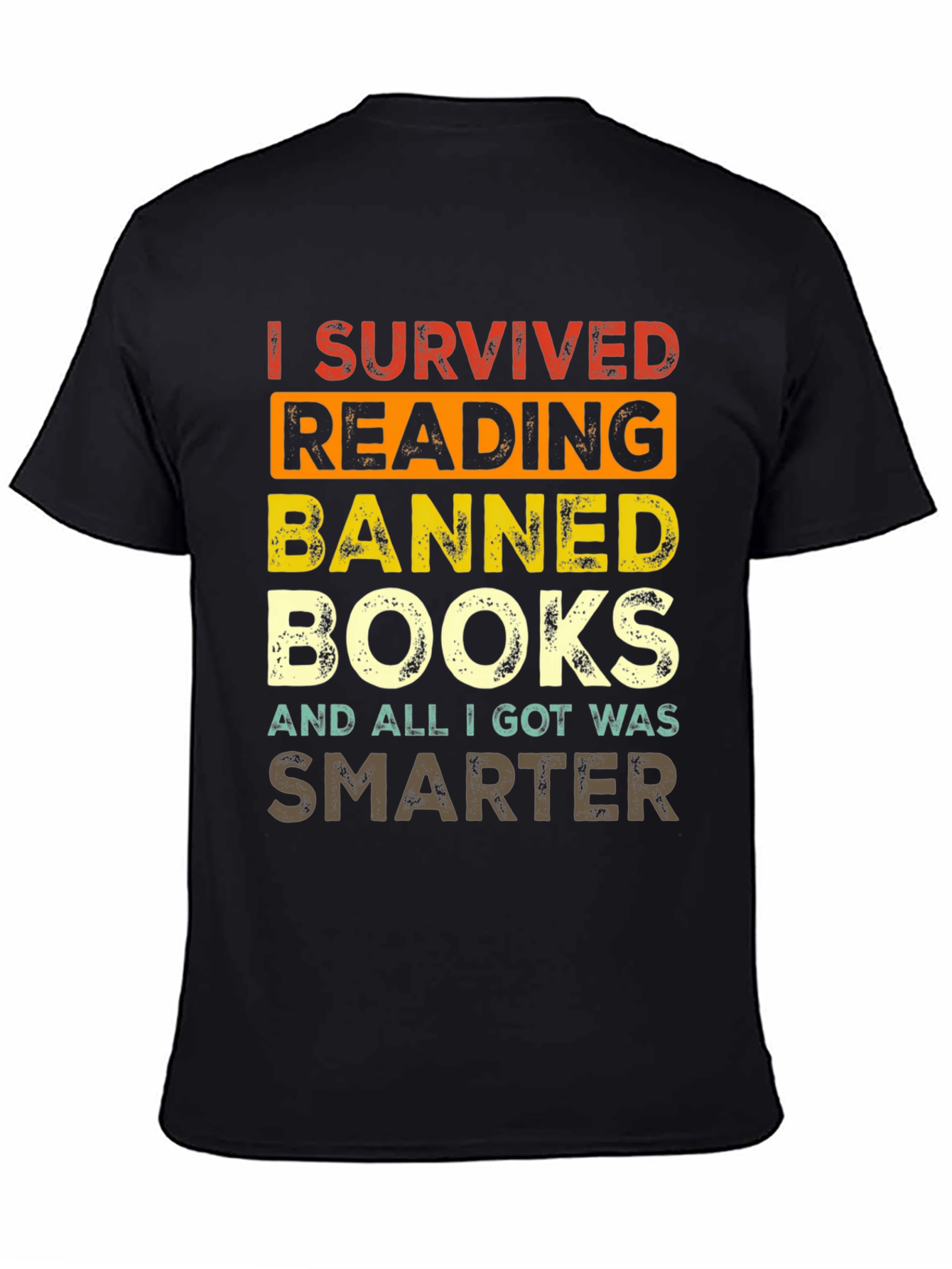 Black Banned Books T-Shirt - I Survived Reading view 4