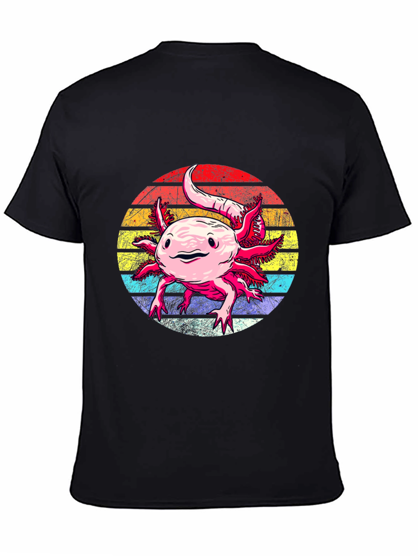 Black Axolotl Retro Sunset Graphic Tee view 4