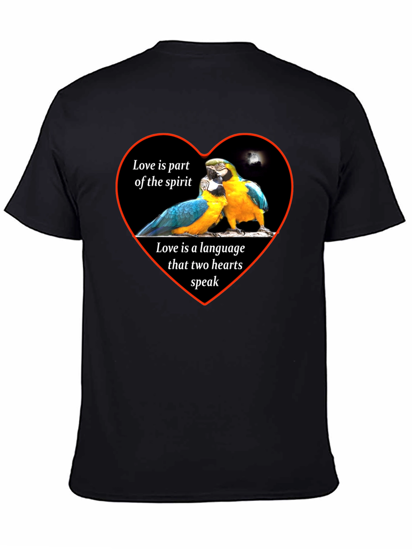 Black Love Parrots Heart T-Shirt - Spirit & Language view 4