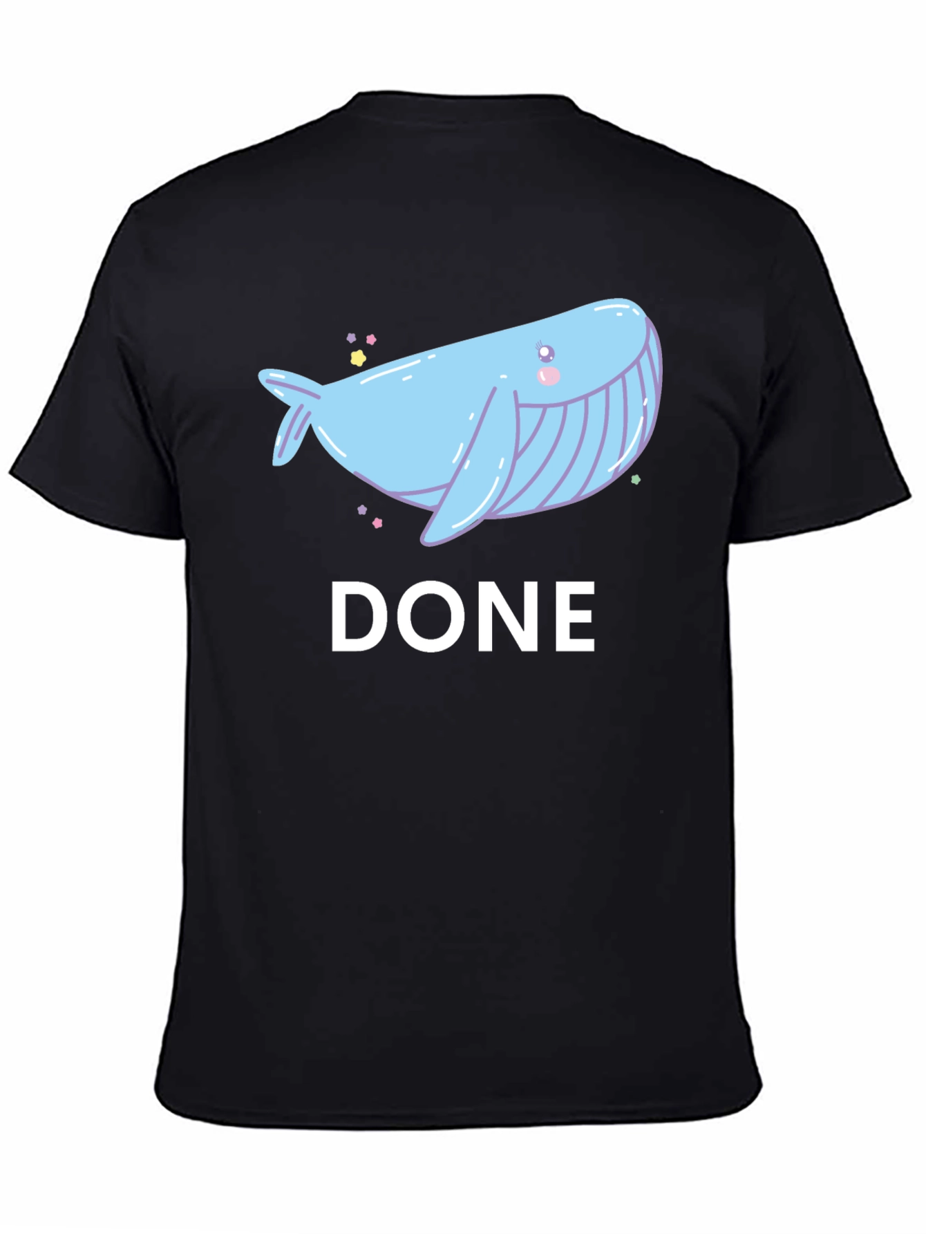 Black Cute Whale Done T-Shirt - Soft Cotton Tee view 4