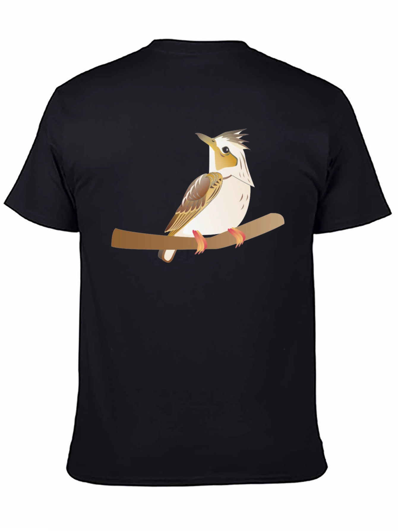 Black Bird on Branch Graphic Tee - Unisex Black T-Shirt view 4