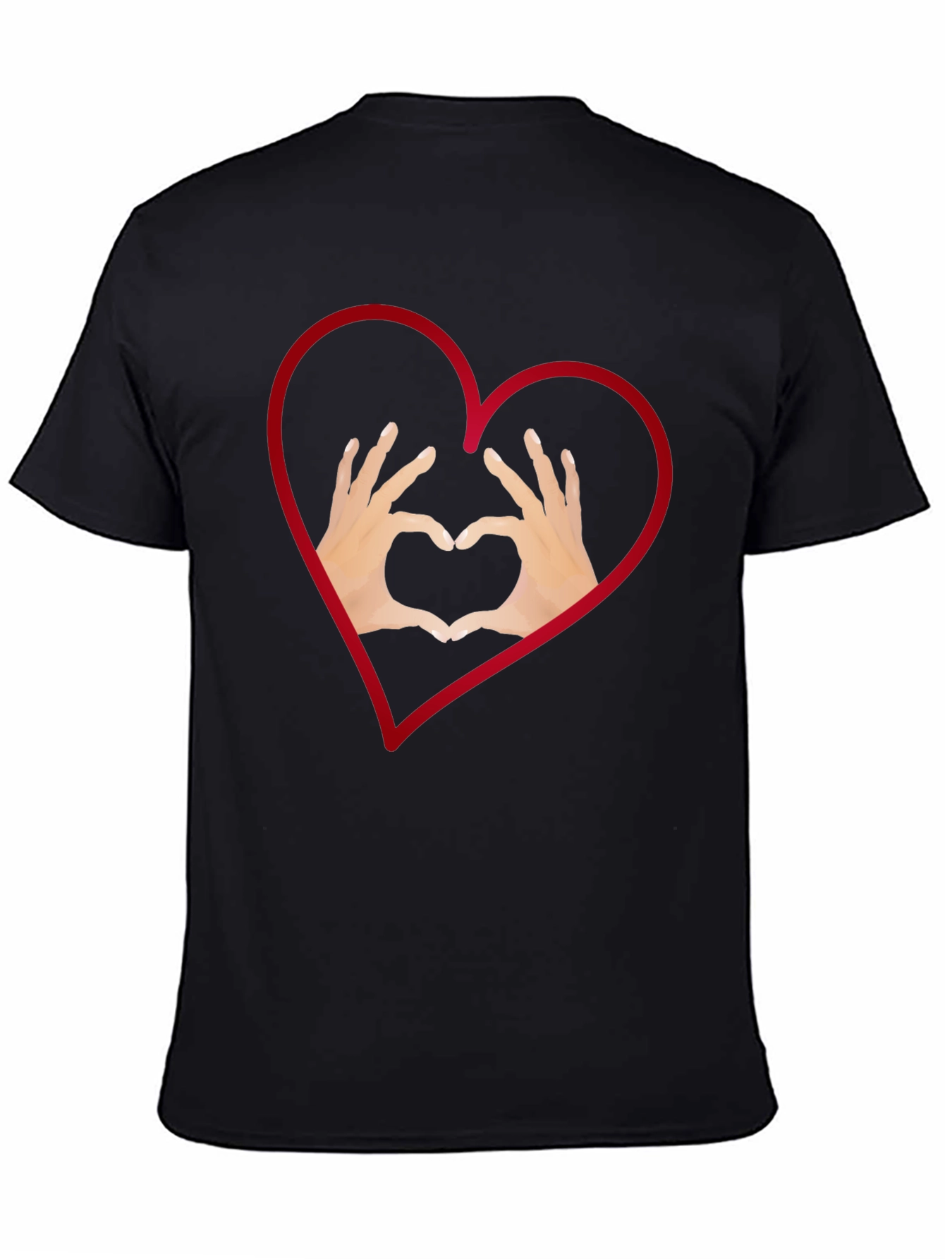 Black Heart Hands Graphic Tee - Stylish Black T-Shirt view 4