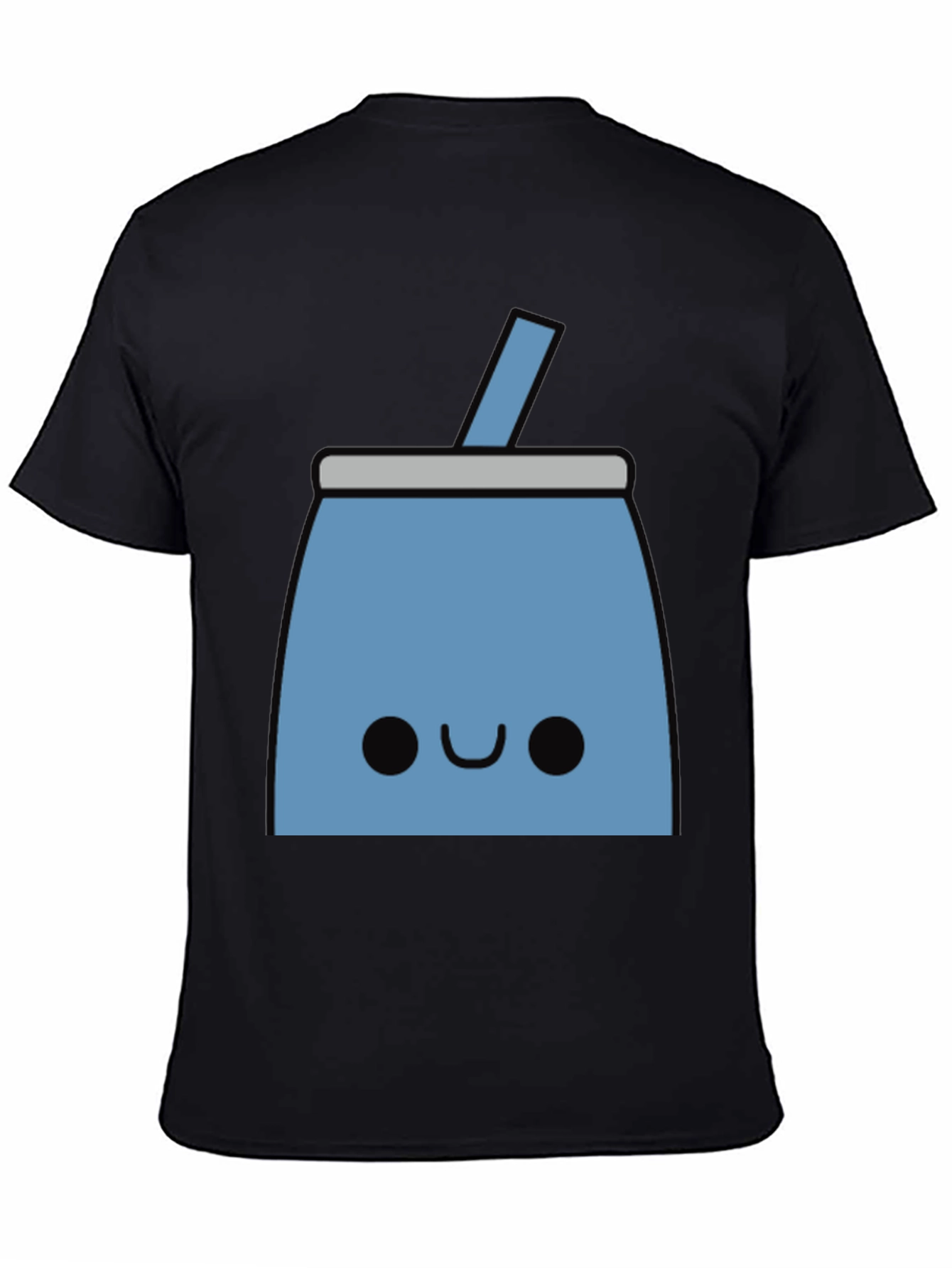 Black Cute Blue Drink Black T-Shirt view 4