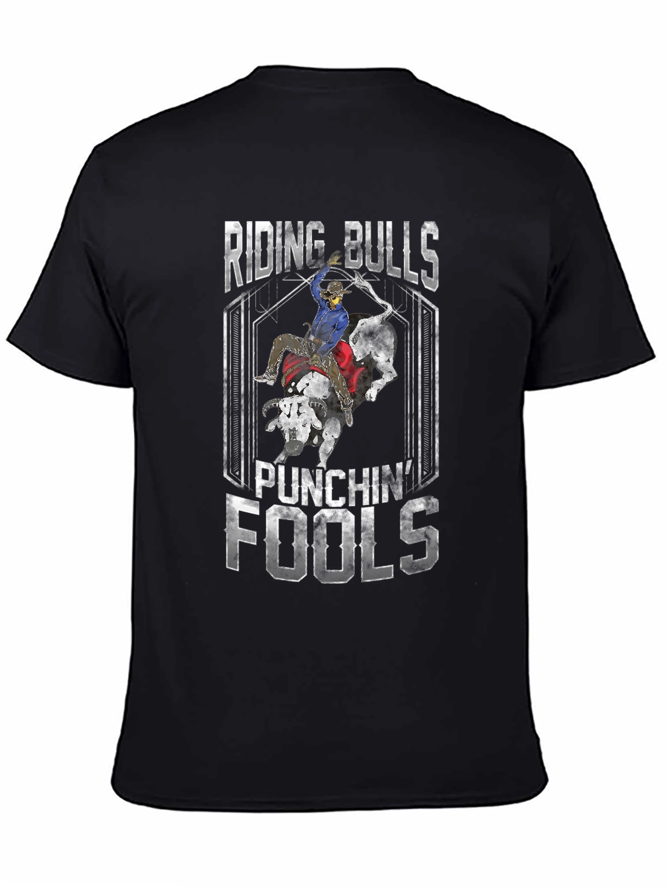 Black Riding Bulls Punching Fools Graphic T-Shirt view 4