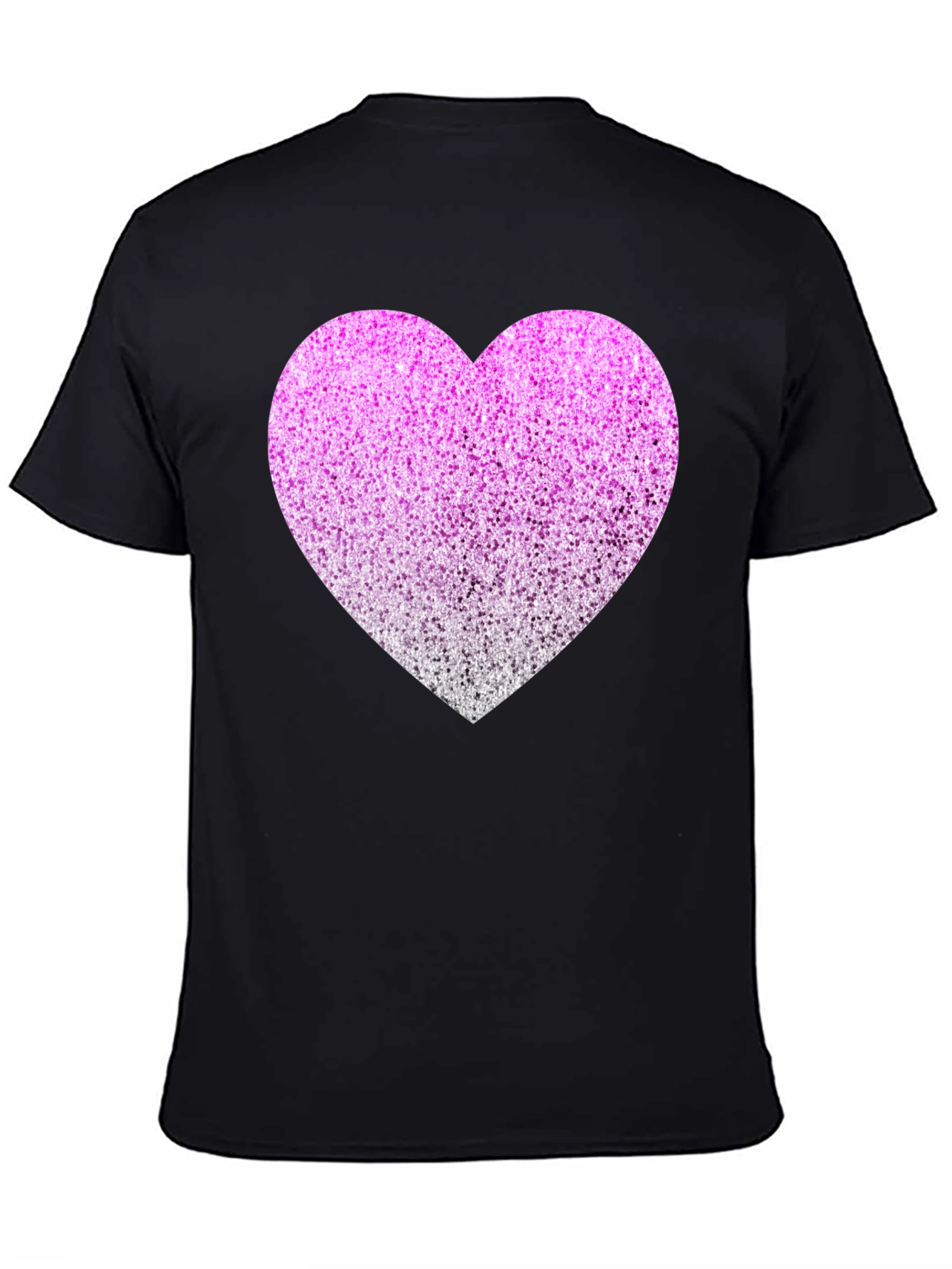 Black Sparkly Heart Graphic Tee - Black Cotton Blend view 4