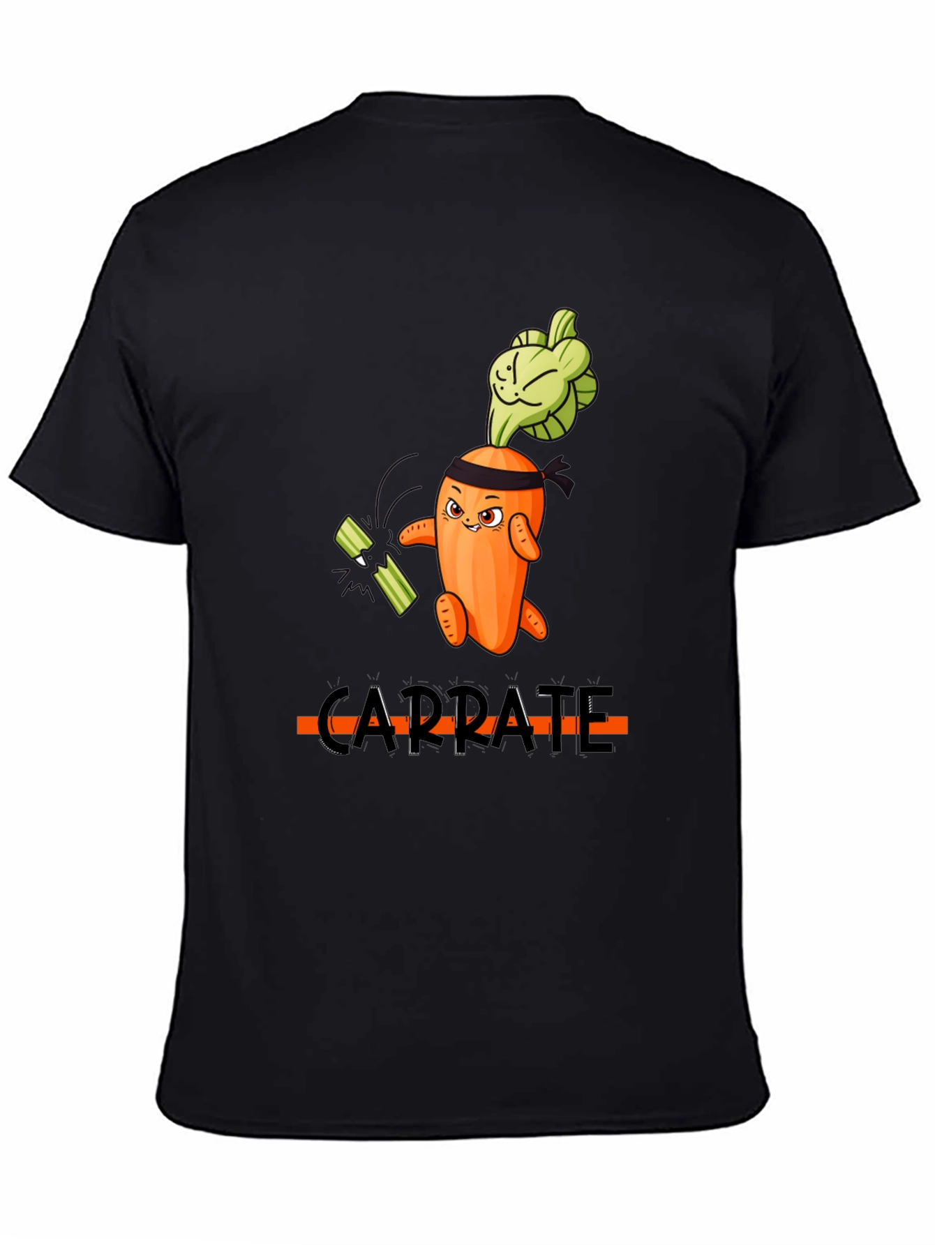 Black Carra-te T-Shirt: Funny Carrot Karate Design view 4