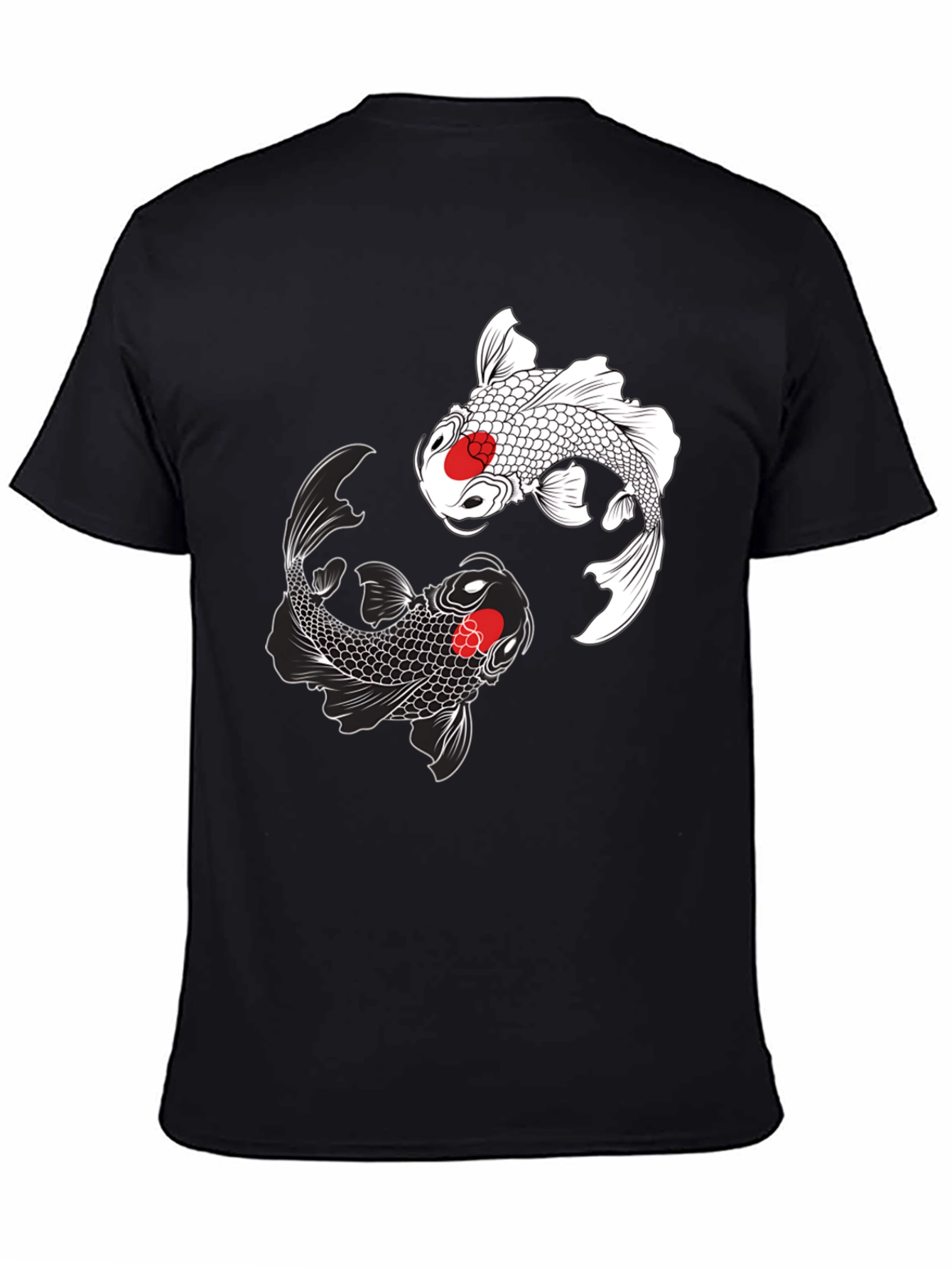 Black Koi Fish Yin Yang Graphic Tee - Black view 4