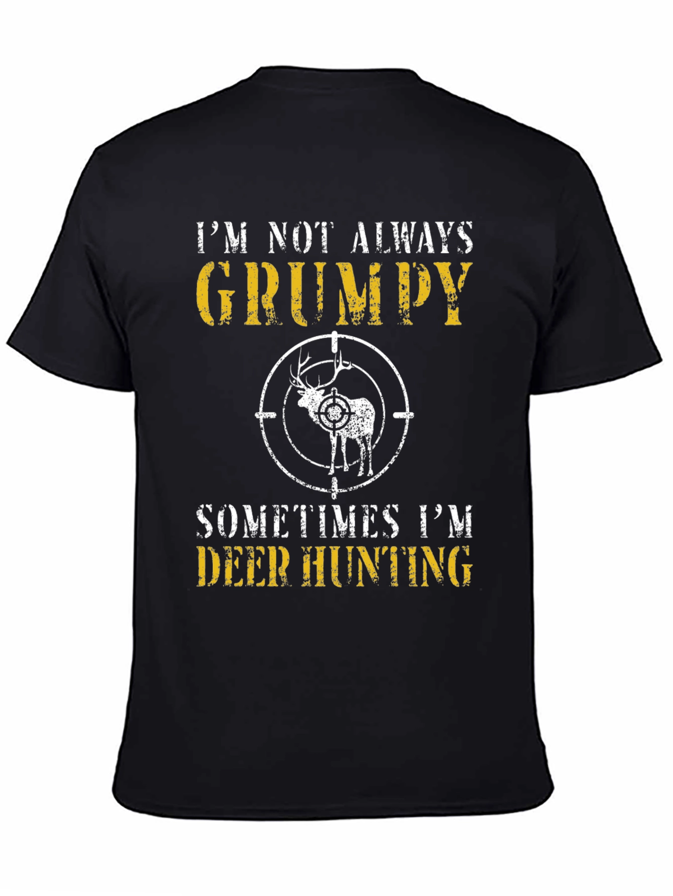 Black Grumpy Deer Hunting Graphic T-Shirt view 4