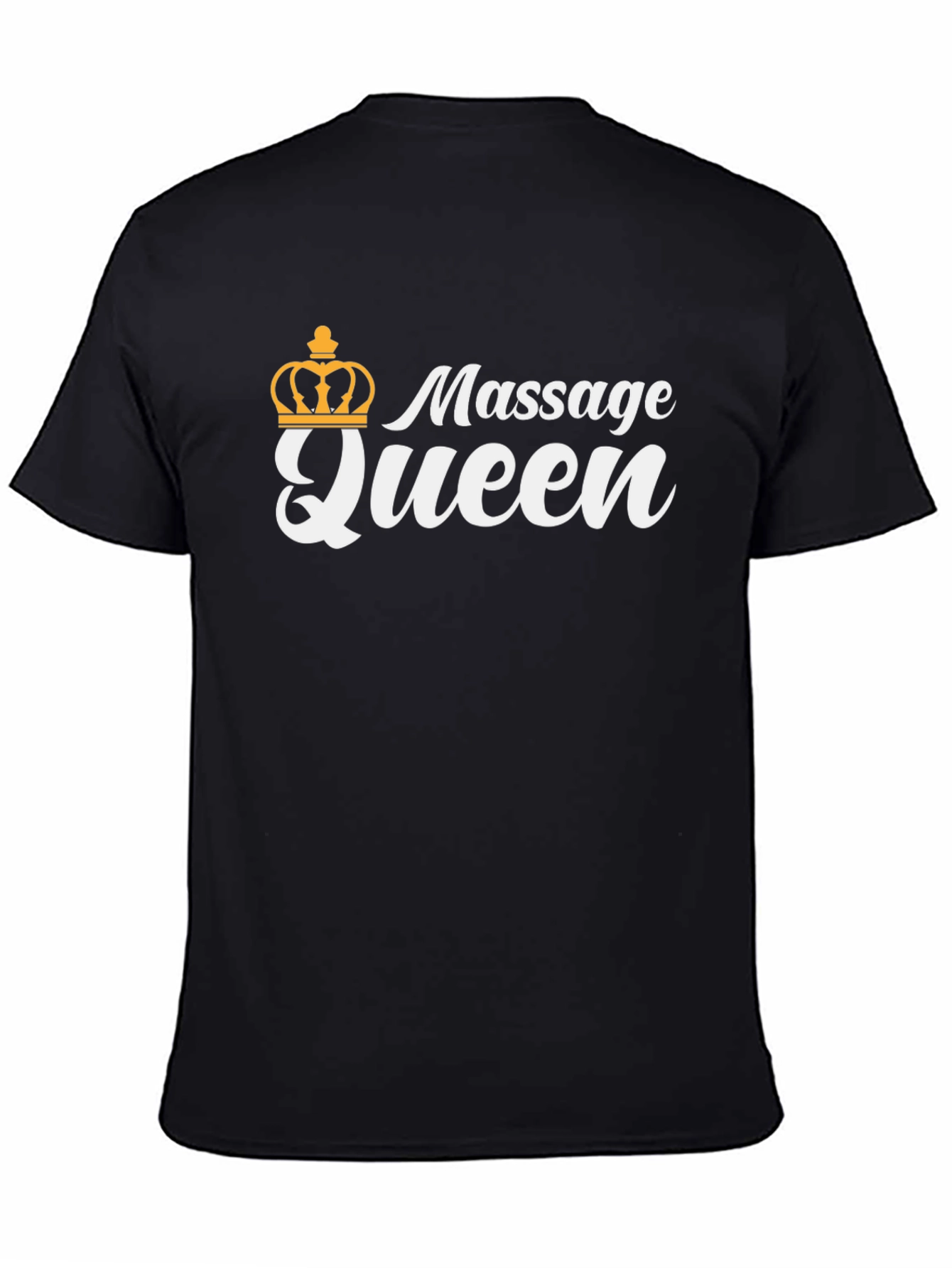 Black Massage Queen T-Shirt - Black, Crown Graphic, Novelty Tee view 4