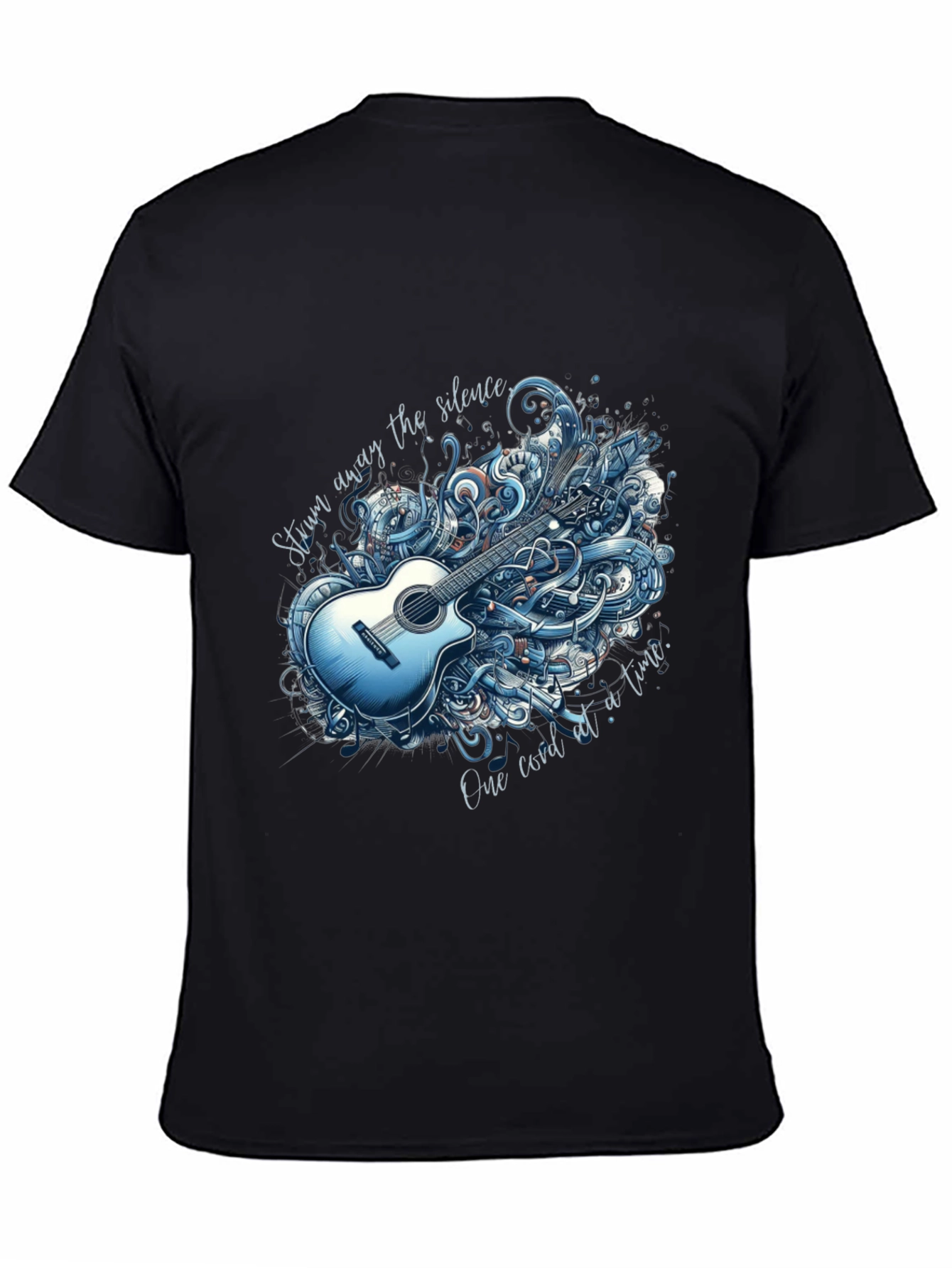 Black Acoustic Guitar Graphic T-Shirt view 4