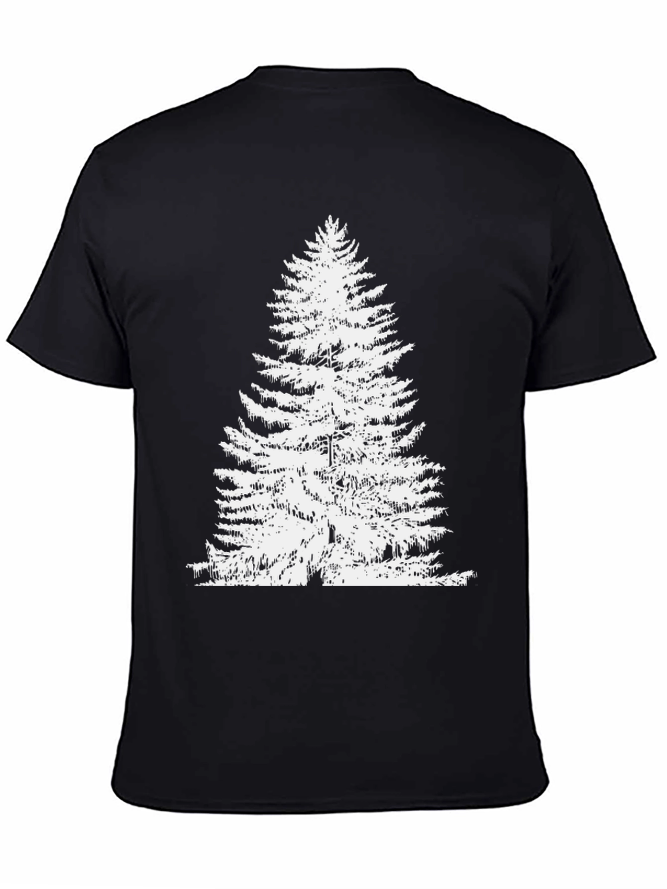 Black Evergreen Tree Graphic Tee - Black Cotton T-Shirt view 4