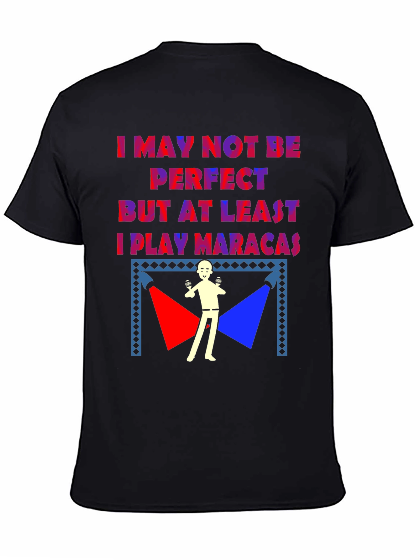 Black Funny Maraca Player T-Shirt view 4