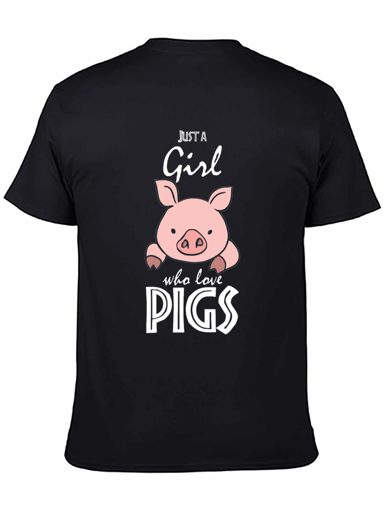 Black Just A Girl Who Loves Pigs T-Shirt view 4