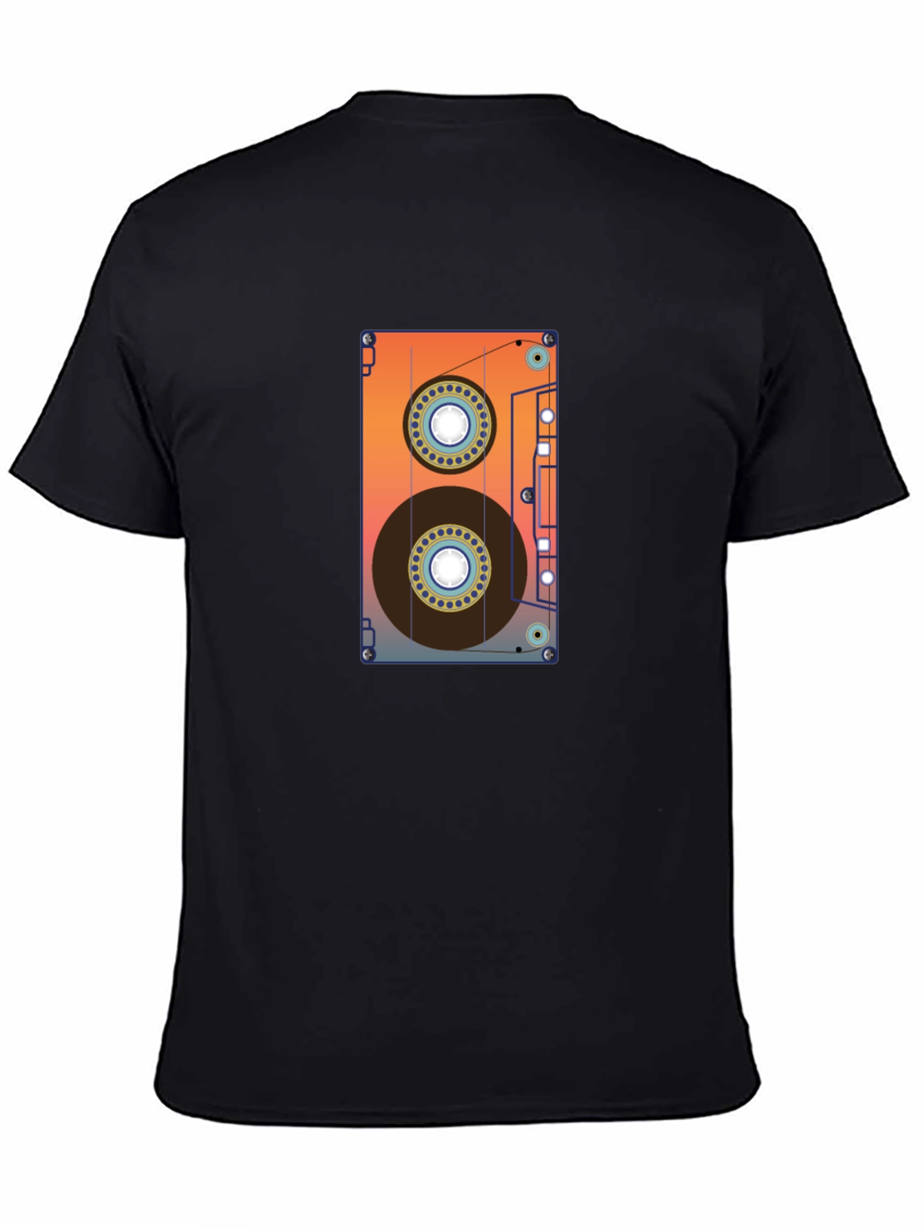Black Retro Cassette Tape Graphic Tee - Black Cotton Blend view 4