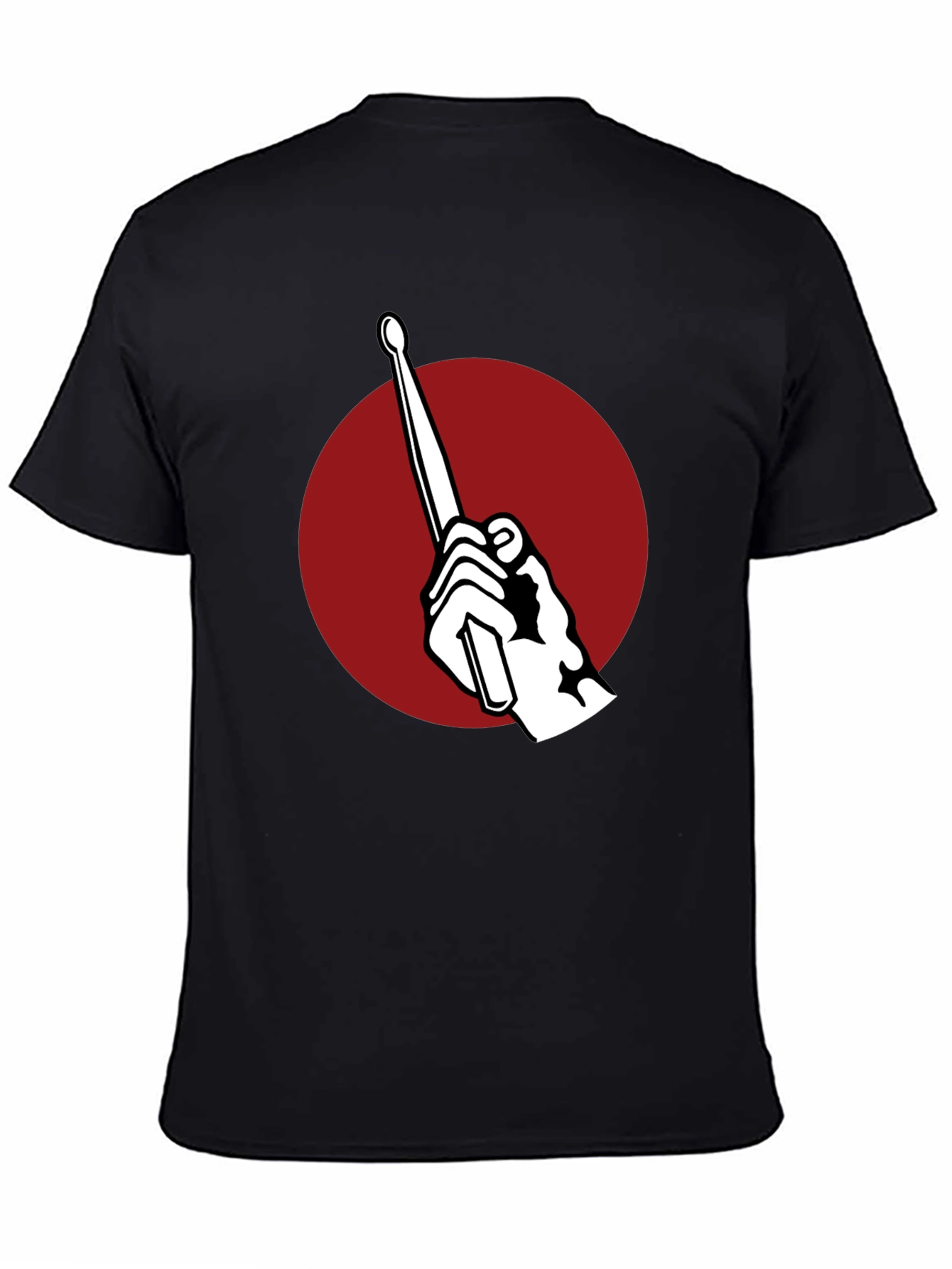 Black Drummer's Beat T-Shirt - Black Tee with Drumstick Design view 4