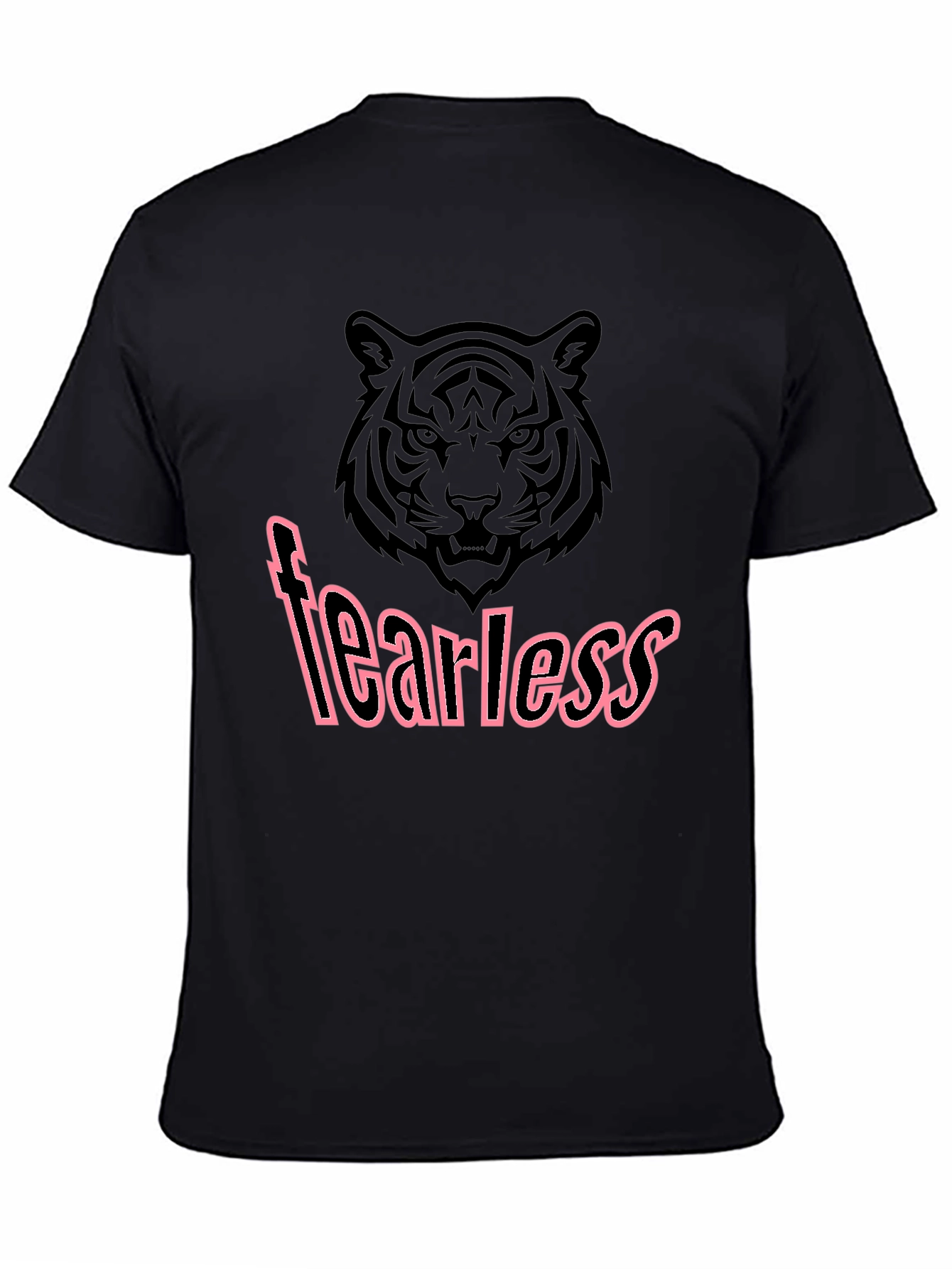 Black Fearless Tiger Graphic Tee - Stylish Men's Black T-Shirt view 4