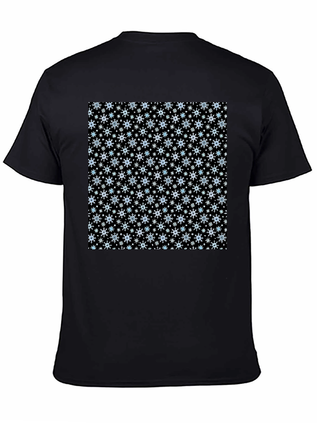Black Snowflake Pattern Black T-Shirt view 4