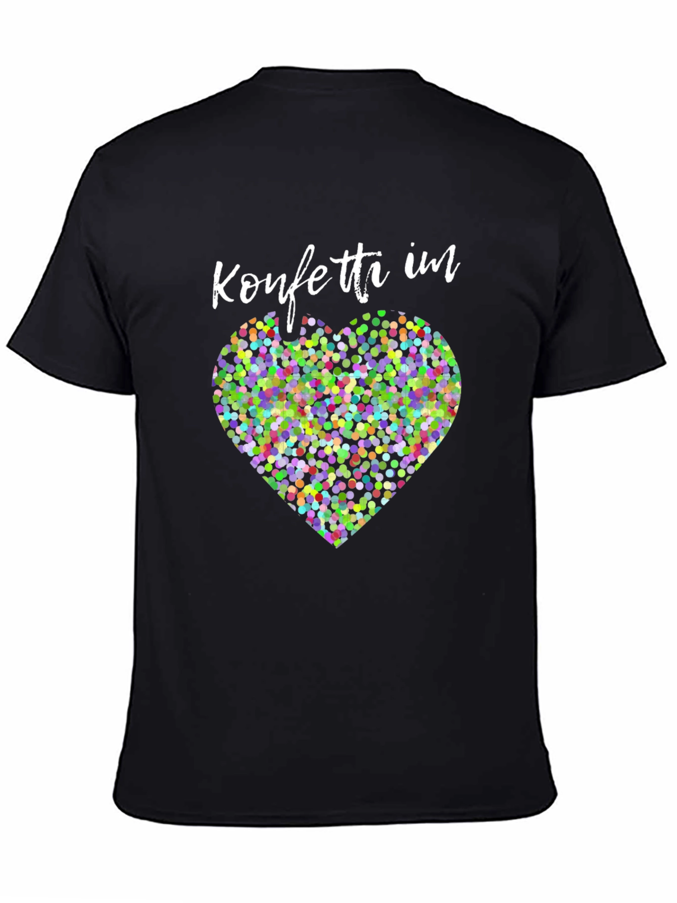 Black Confetti Heart Graphic Tee - Stylish Black Shirt view 4