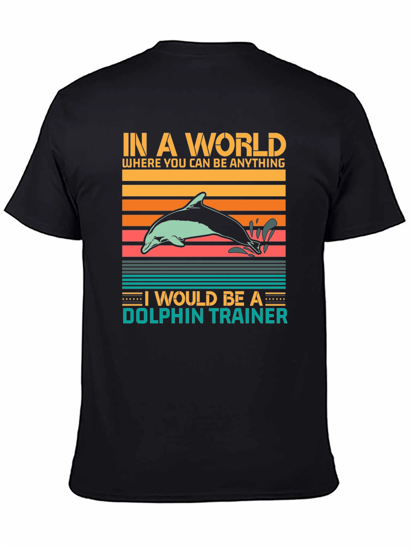 Black Dolphin Trainer Graphic Tee - Unisex Black T-Shirt view 4