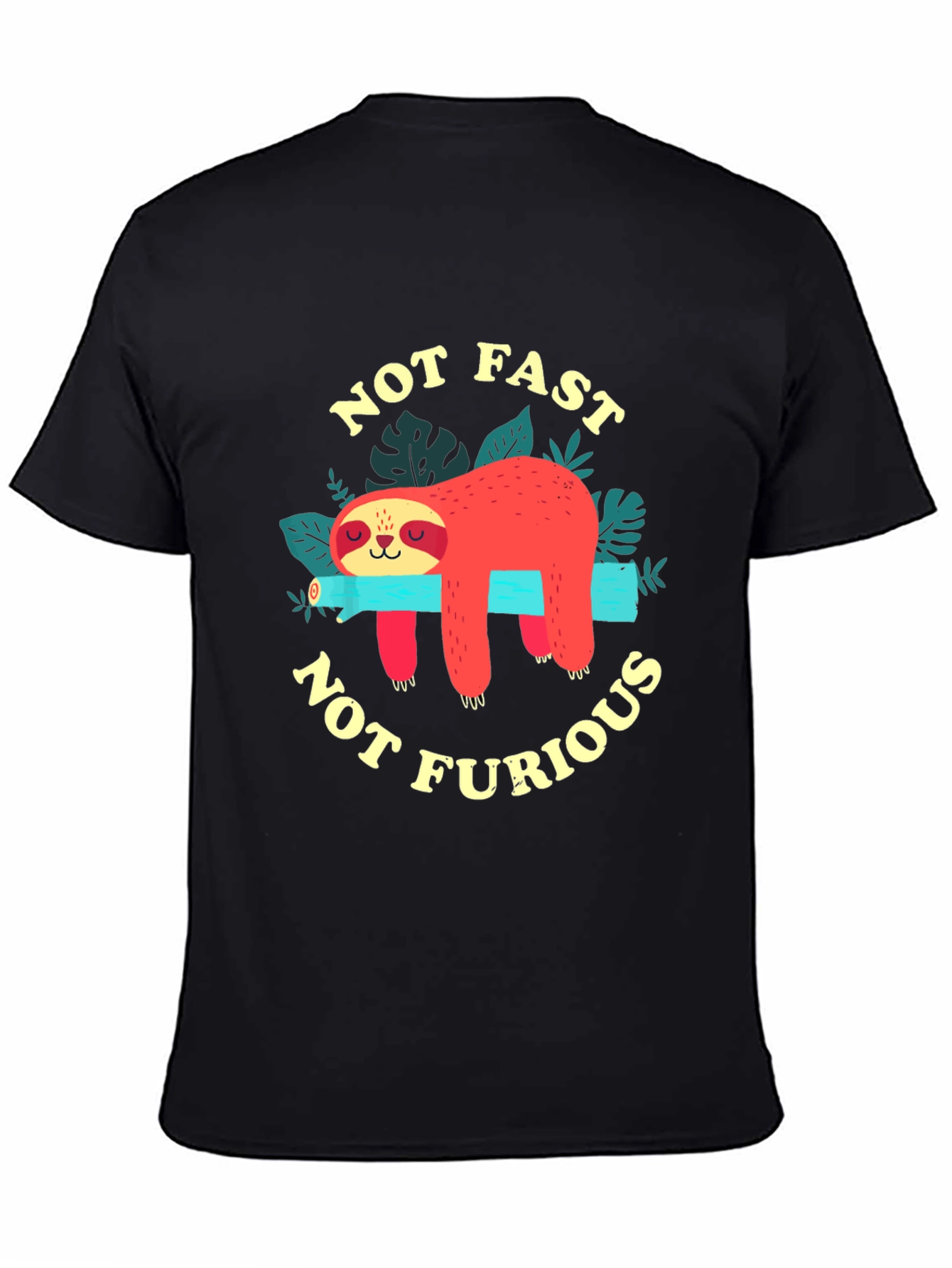 Black Not Fast Not Furious Sloth Graphic Tee view 4