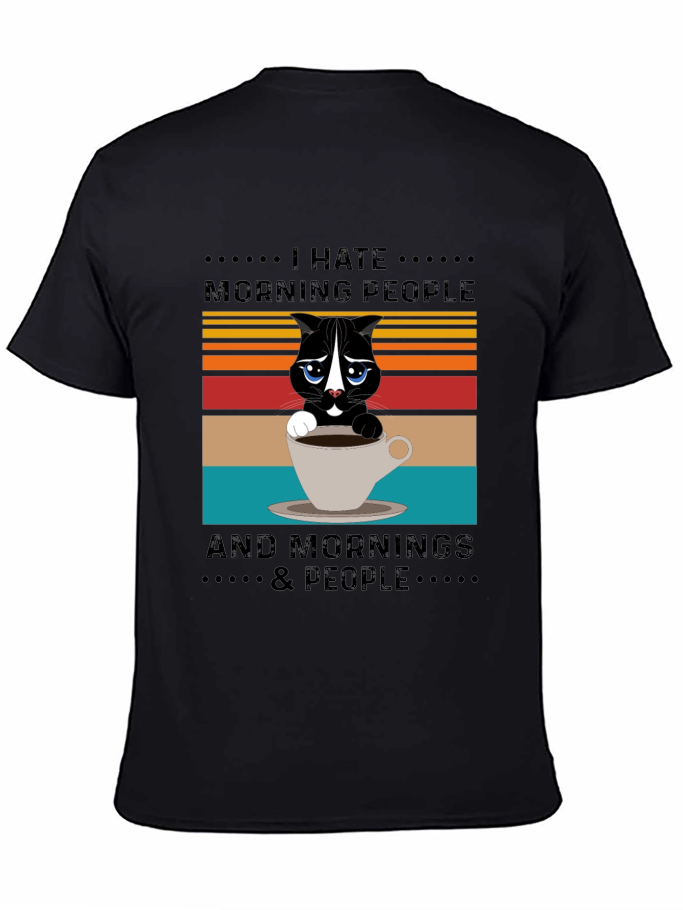 Black I Hate Morning People T-Shirt view 4