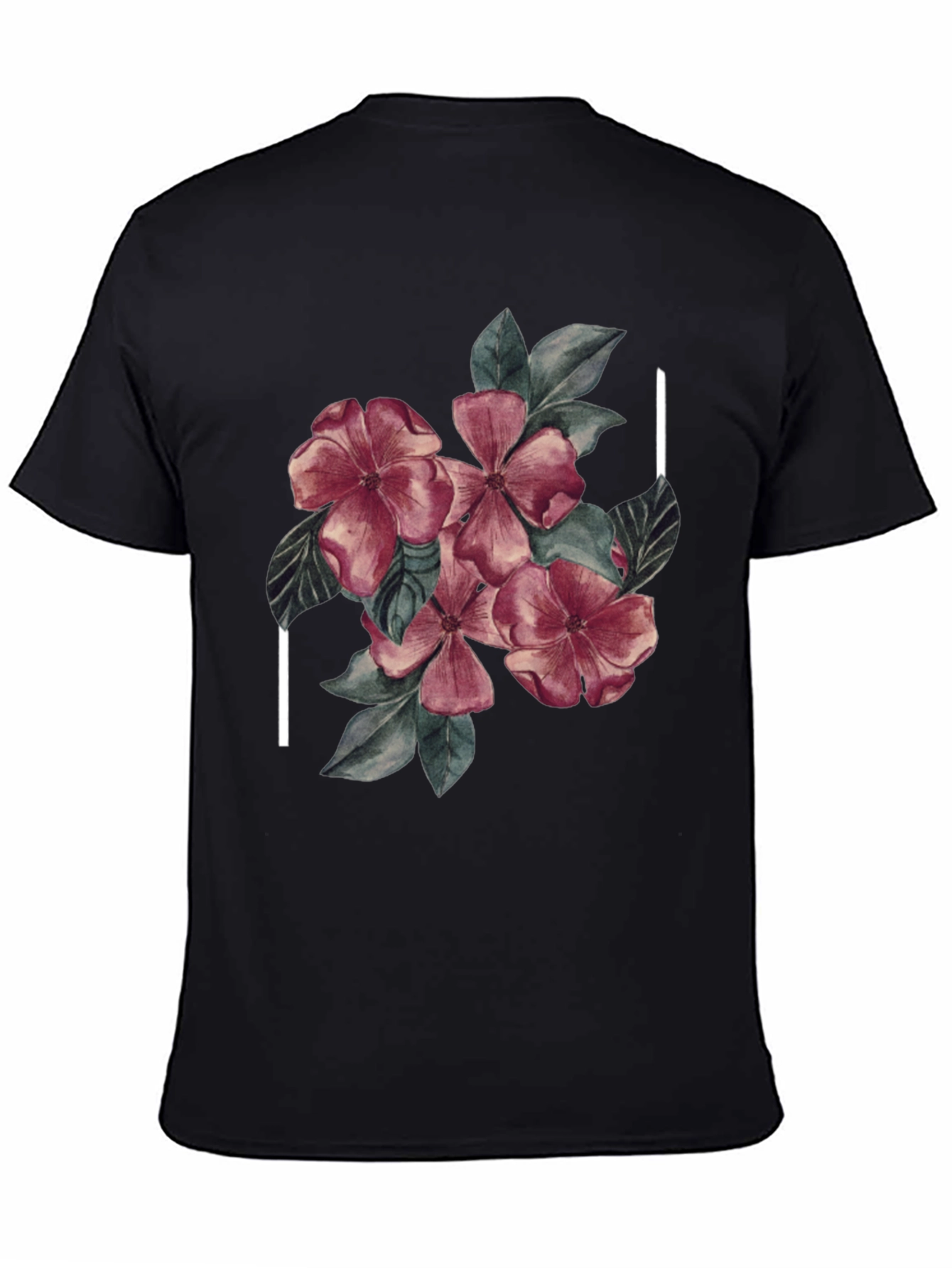 Black Floral Graphic Black Tee - Stylish & Unique Design view 4