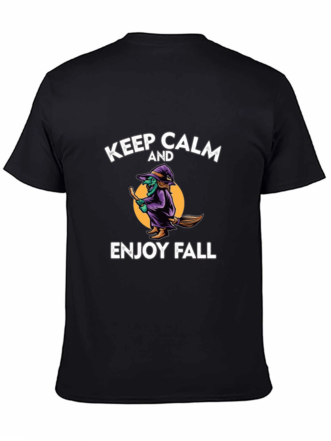 Black Keep Calm Enjoy Fall T-Shirt Witch Halloween view 4