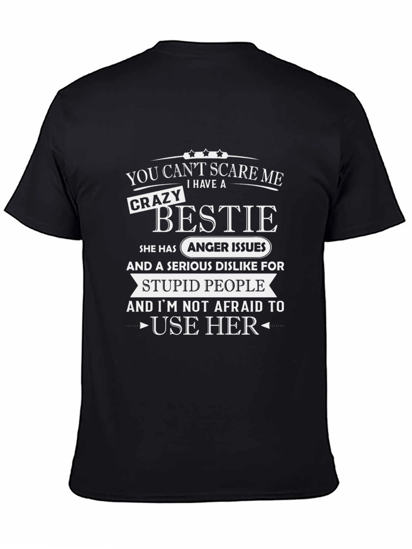 Black Crazy Bestie Novelty Graphic Tee view 4