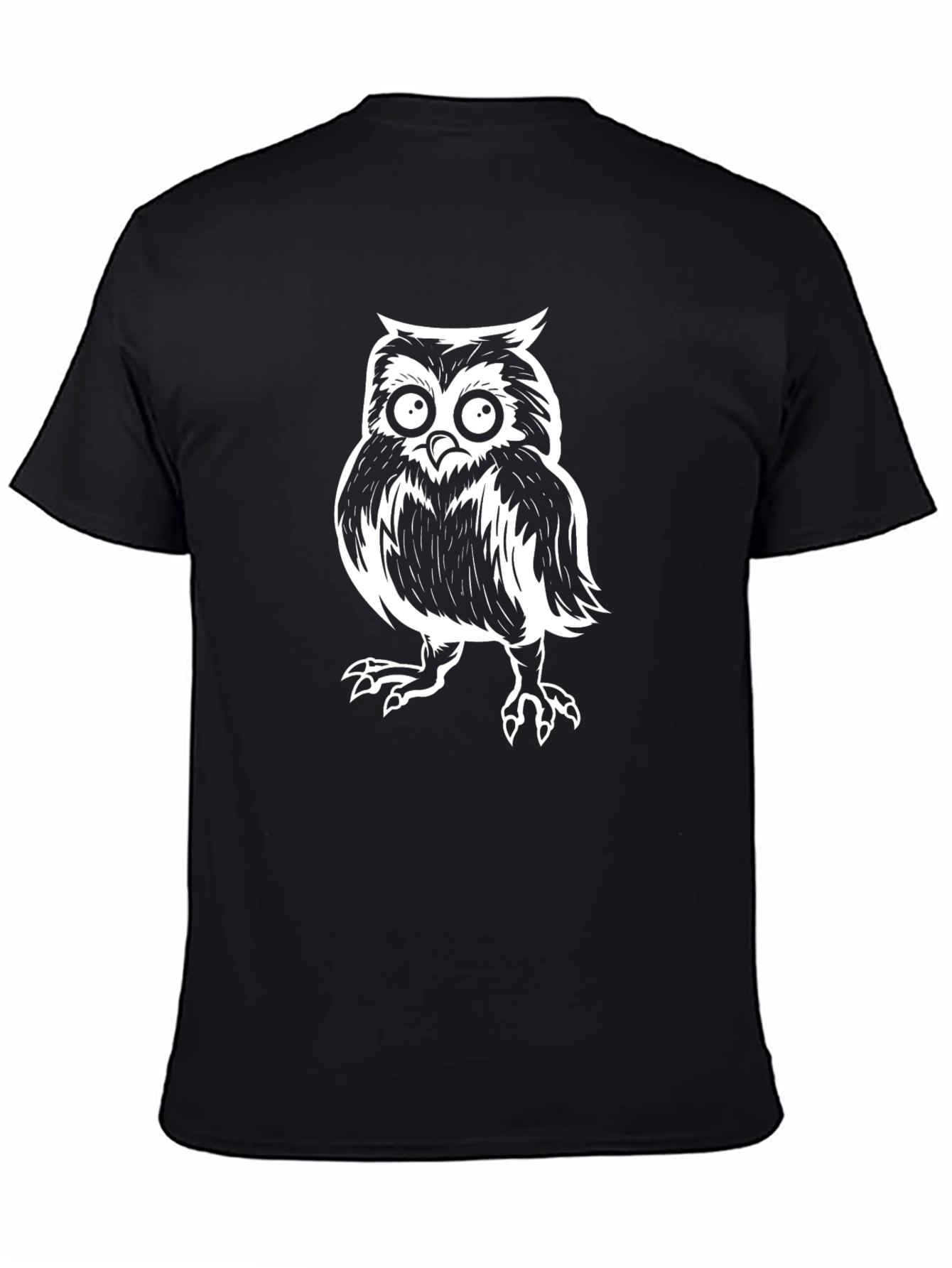 Black Owl Graphic Tee - Cool Black Cotton T-Shirt view 4