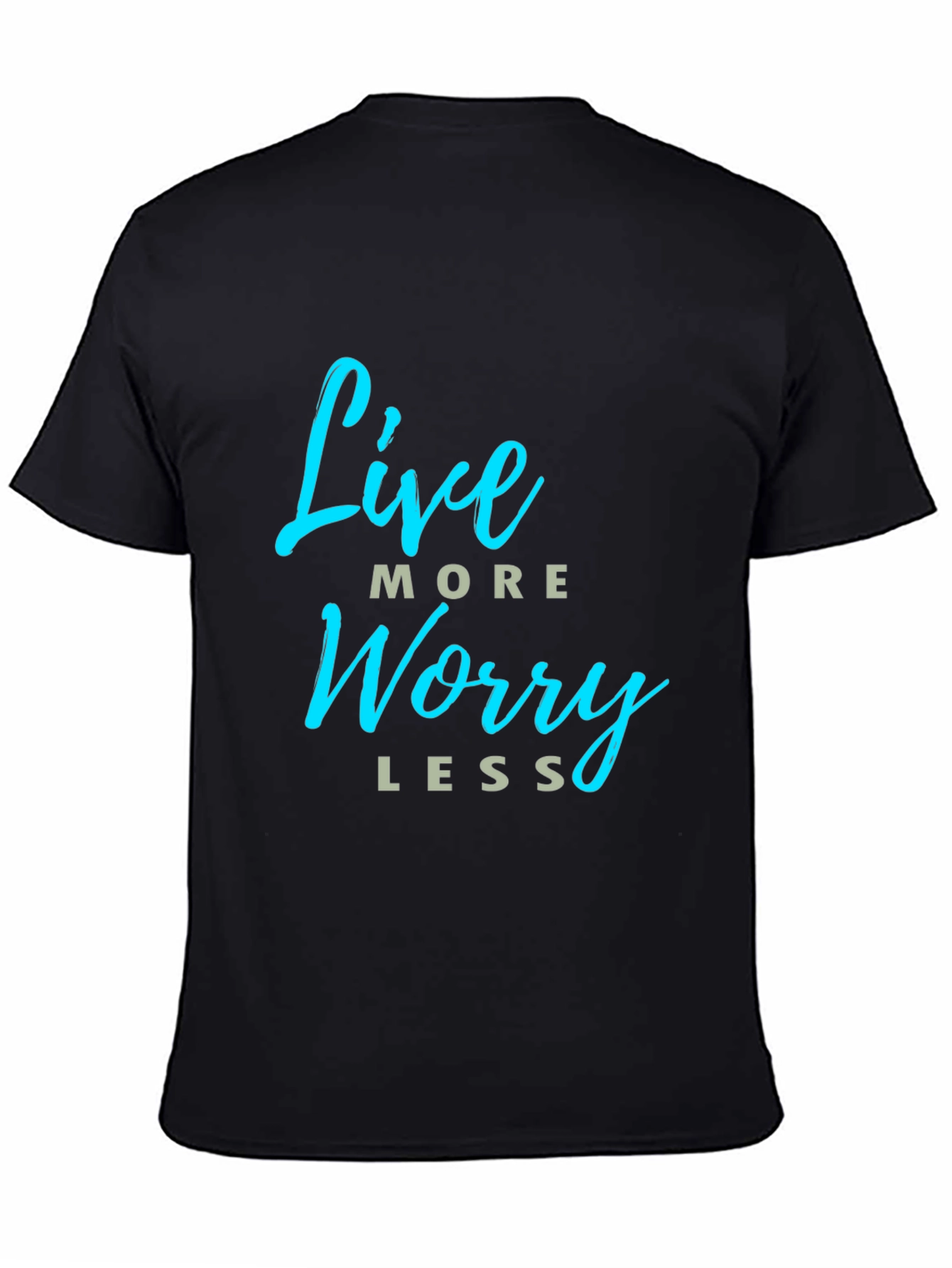 Black Live More Worry Less Graphic T-Shirt - Black view 4
