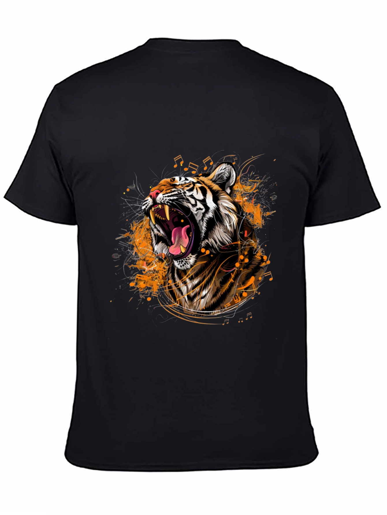Black Tiger Roar Graphic Black T-Shirt view 4