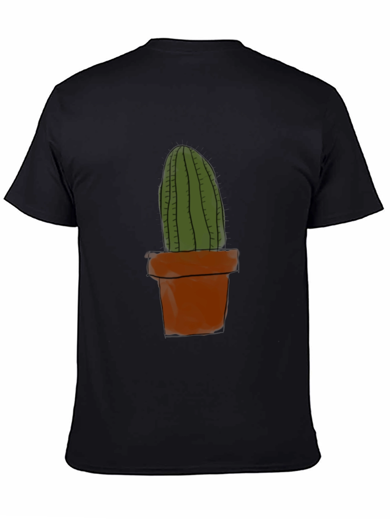 Black Cactus Plant Graphic Tee - Casual Black T-Shirt view 4