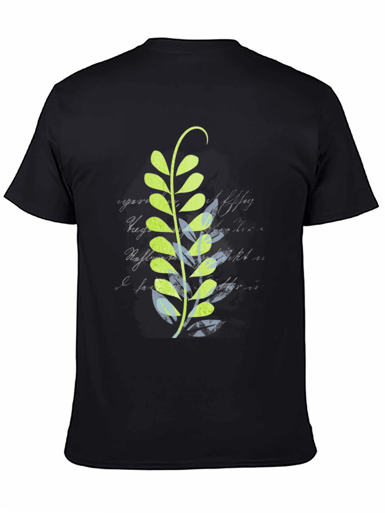 Black Leaf Design Black T-Shirt view 4