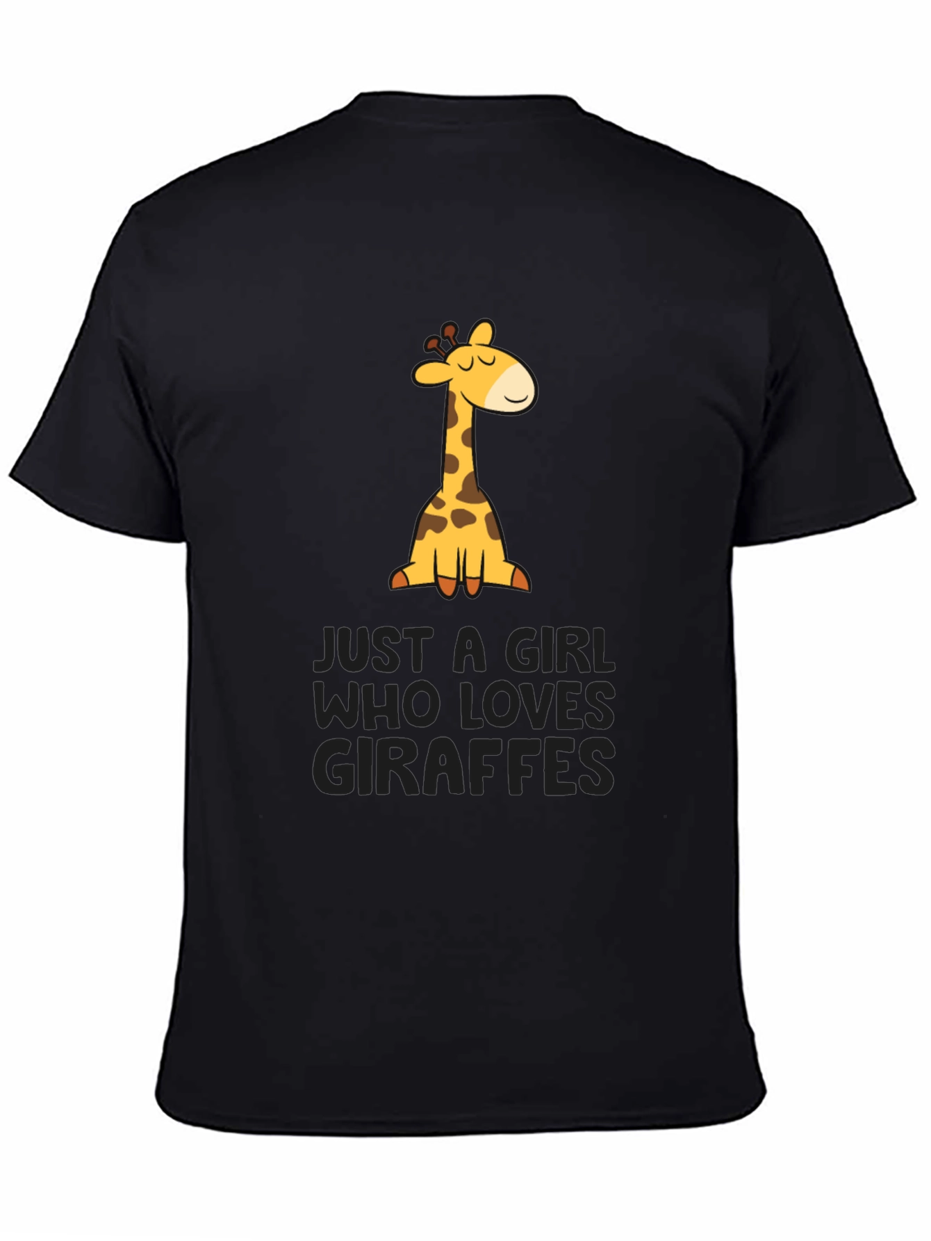 Black Giraffe Lover T-Shirt - Just A Girl Who Loves Giraffes Tee view 4