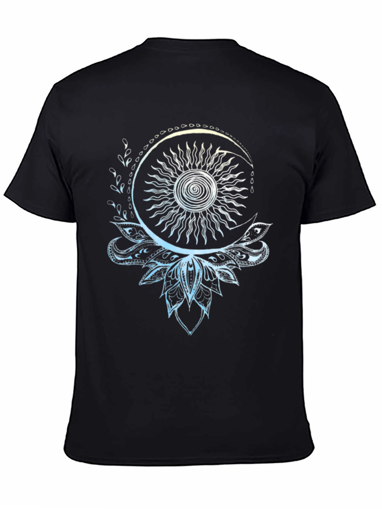 Black Celestial Sun and Moon Lotus T-Shirt view 4