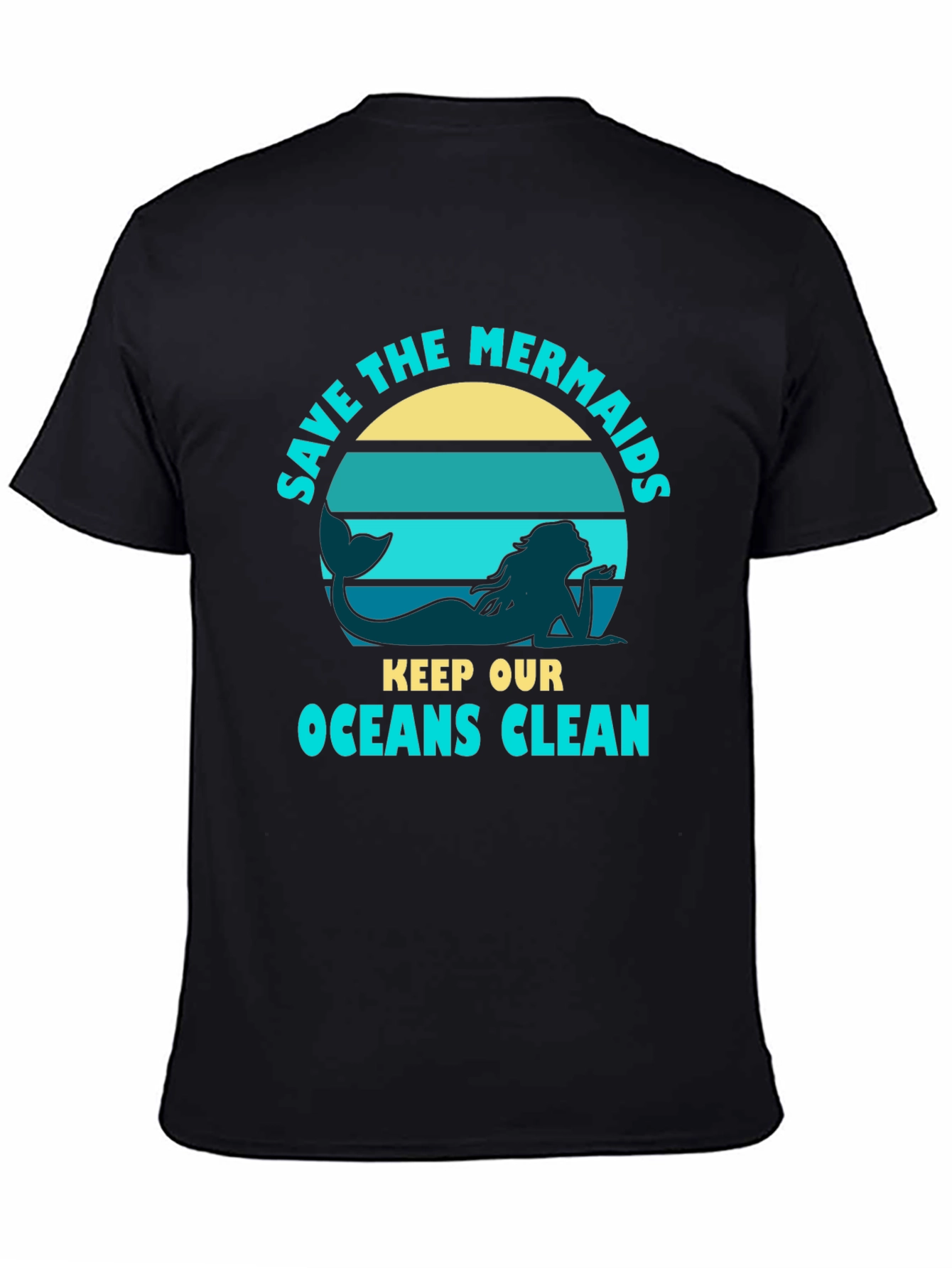 Black Save the Mermaids Graphic Tee - Ocean Conservation T-Shirt view 4