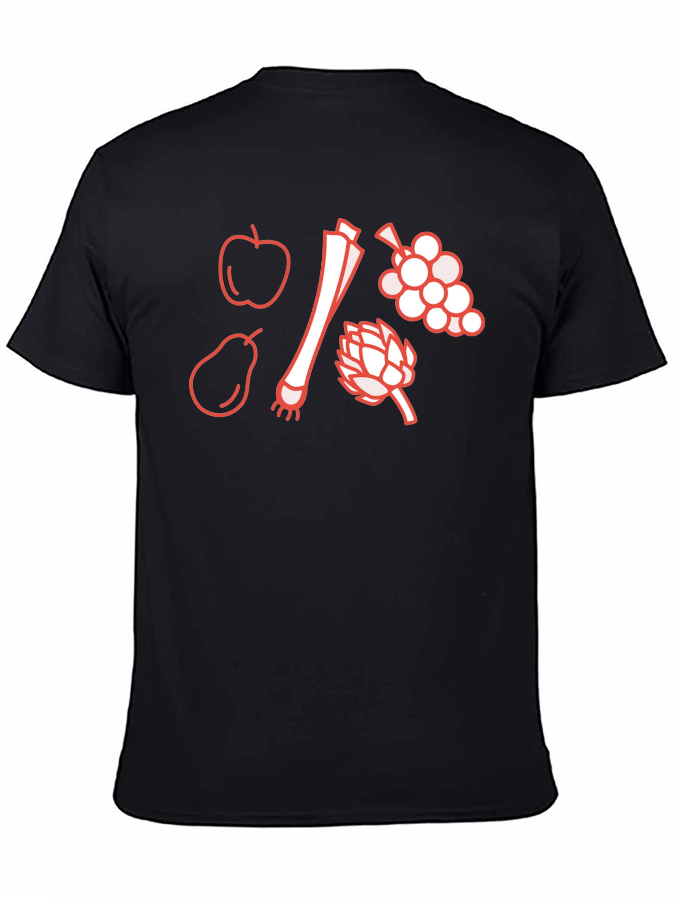 Black Fruit & Veggie Outline Graphic T-Shirt - Black view 4